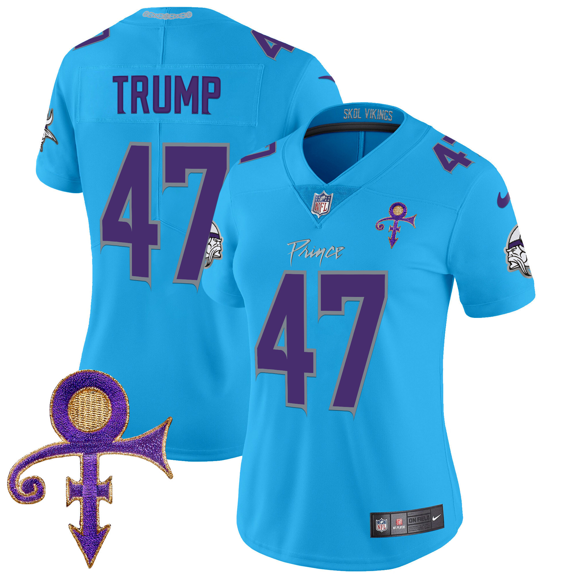 Donald Trump Women's Minnesota Vikings 2024 Prince Vapor Limited Light Blue Jersey - All Stitched