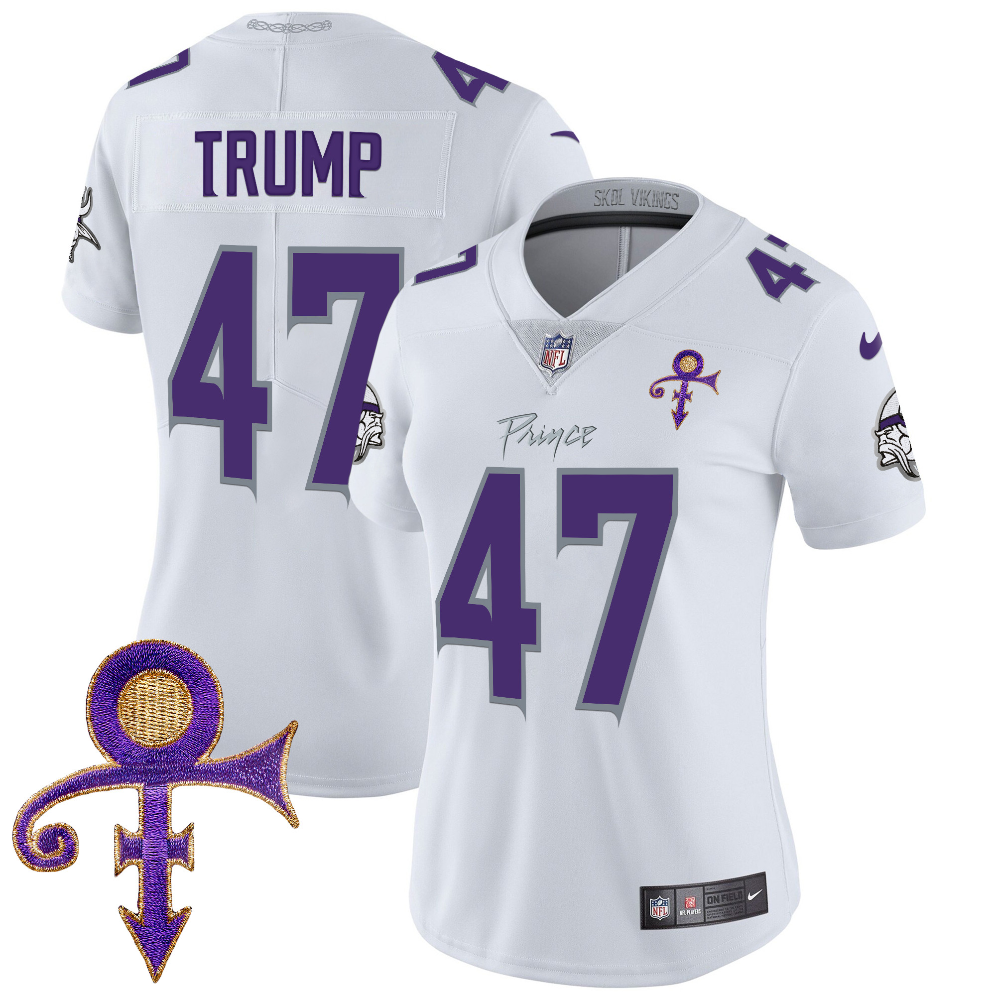 Donald Trump Women's Minnesota Vikings 2024 Prince Vapor Limited White Limited Jersey - All Stitched
