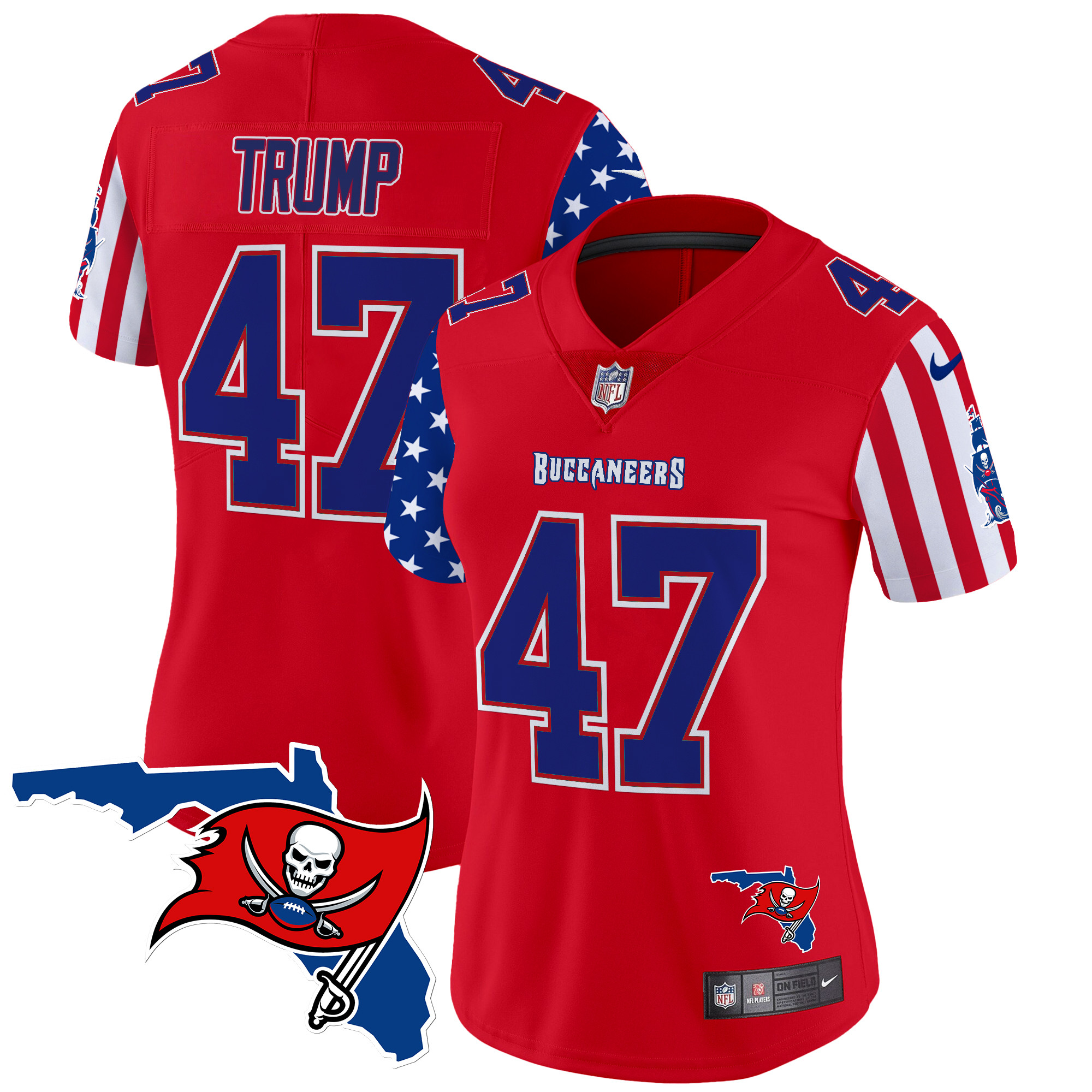 Donald Trump Women's Tampa Bay Buccaneers American Style Vapor Limited Red Jersey - All Stitched