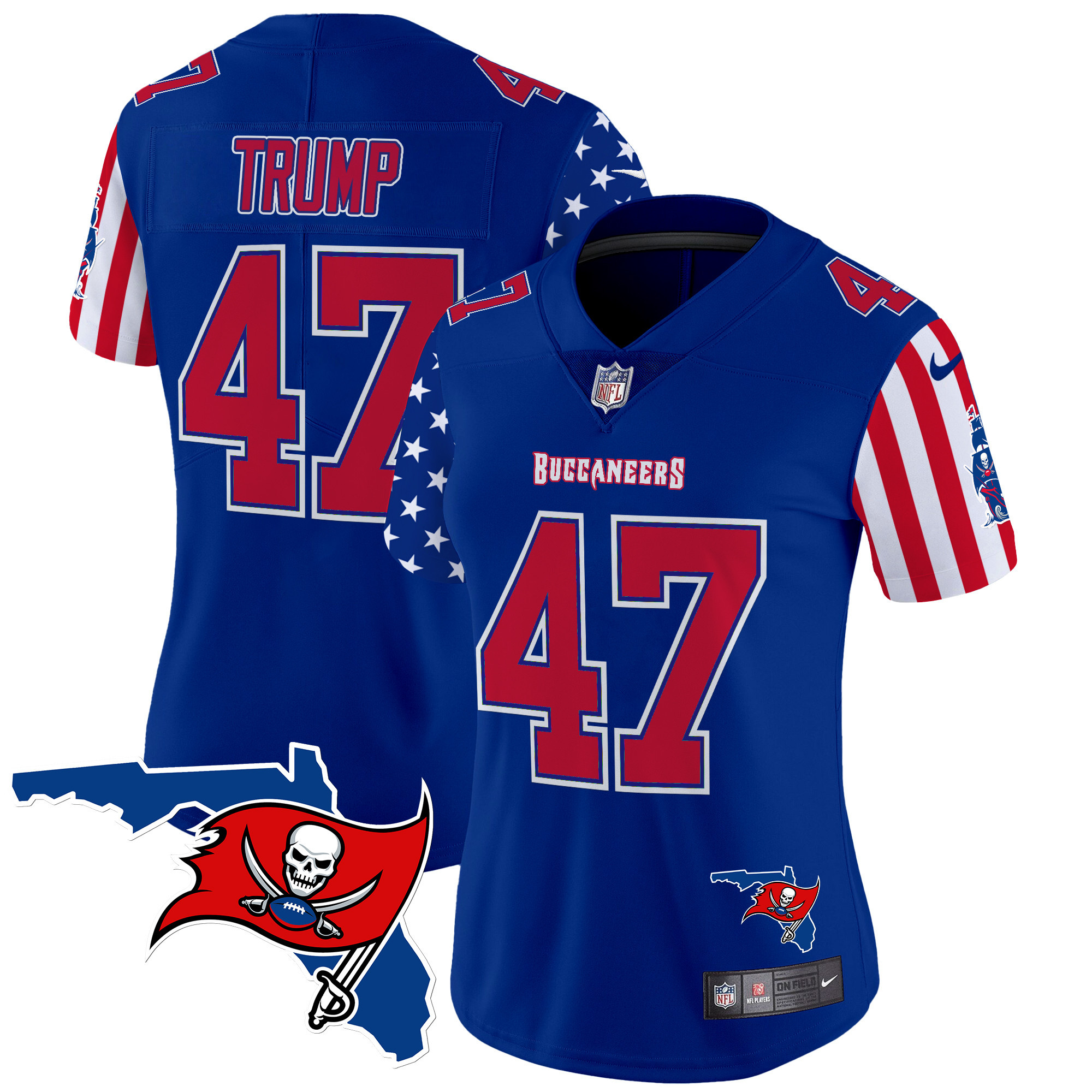 Donald Trump Women's Tampa Bay Buccaneers American Style Vapor Limited Royal Jersey - All Stitched