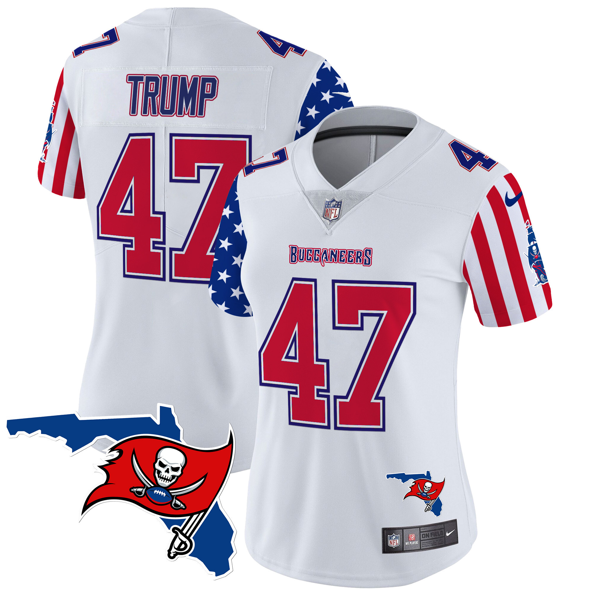 Donald Trump Women's Tampa Bay Buccaneers American Style Vapor Limited White Jersey - All Stitched
