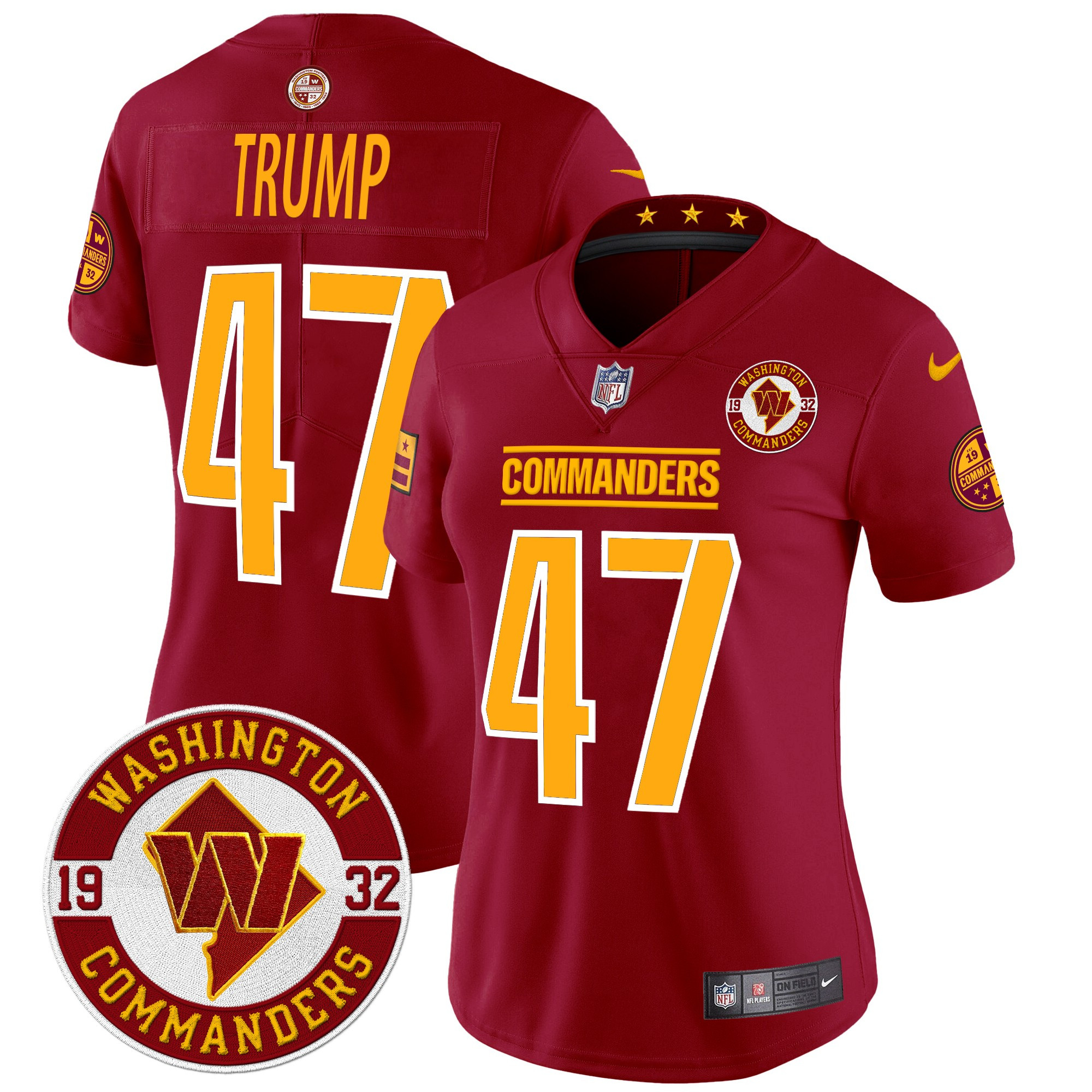 Donald Trump Women's Washington Commanders 2024 Vapor Limited Burgundy Jersey - All Stitched