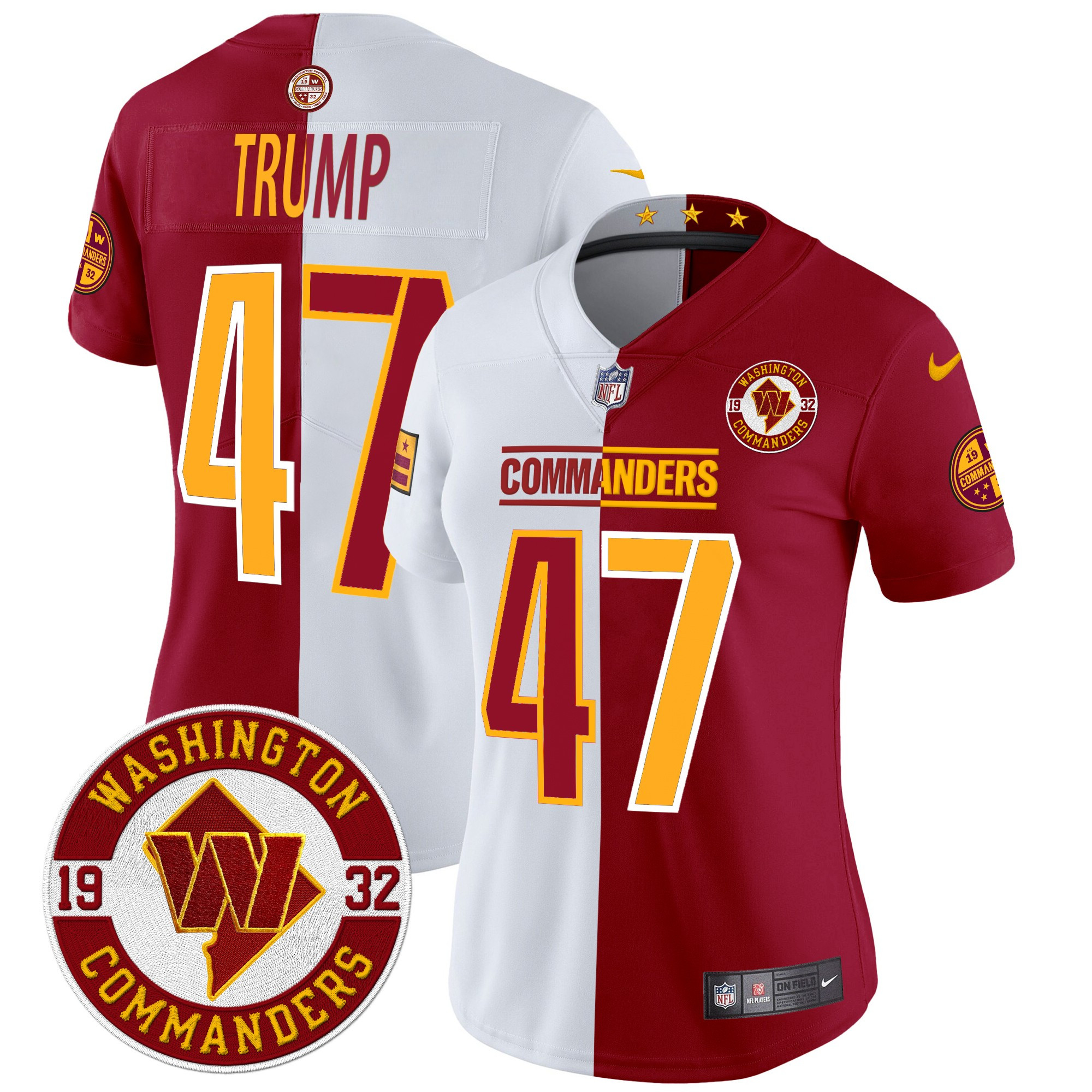 Donald Trump Women's Washington Commanders 2024 Vapor Limited Half Jersey - All Stitched