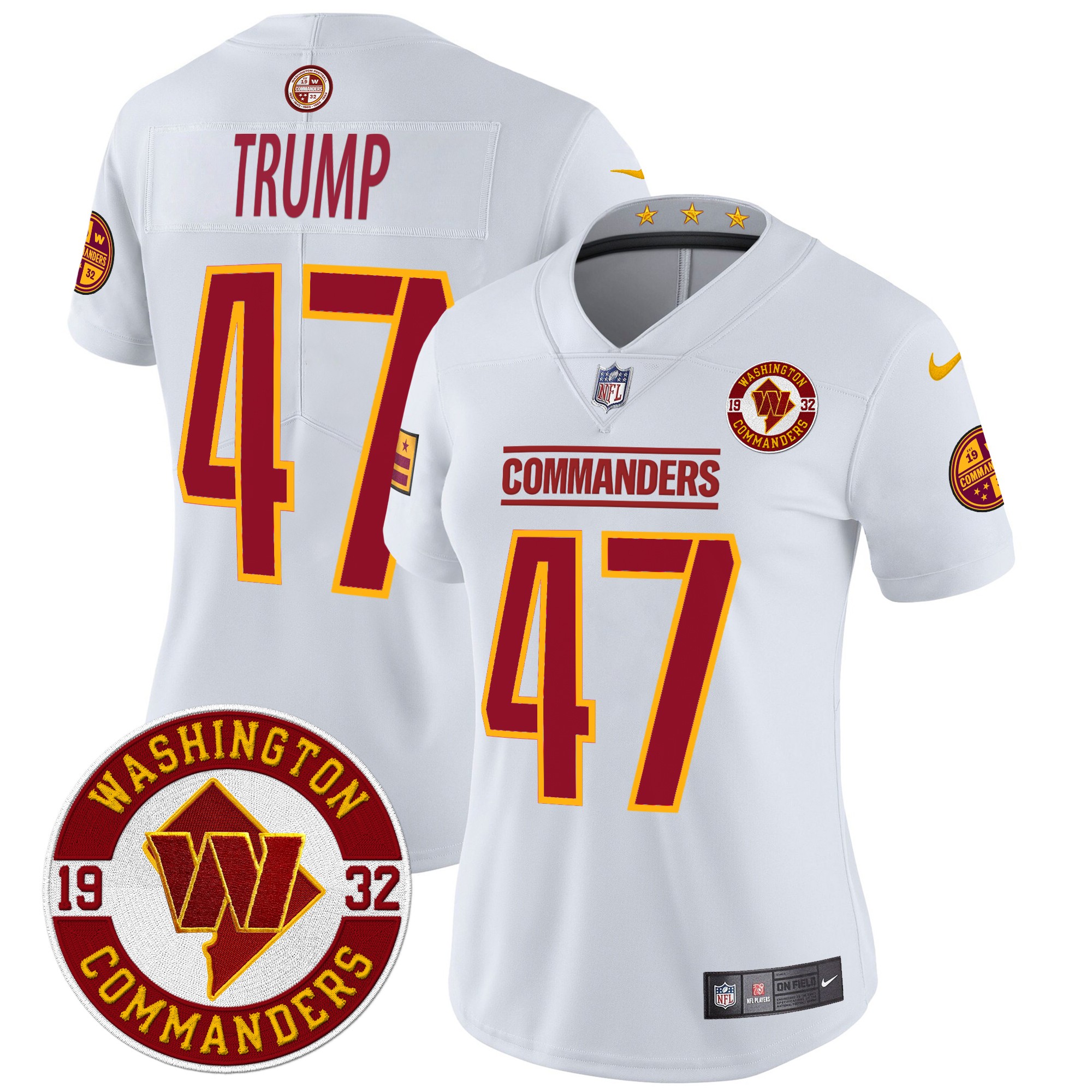 Donald Trump Women's Washington Commanders 2024 Vapor Limited White Jersey - All Stitched