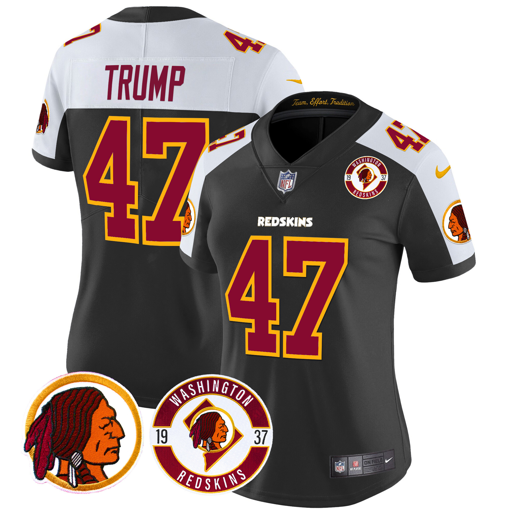 Donald Trump Women's Washington Redskins 2024 Vapor Limited Black Alternate Jersey - All Stitched