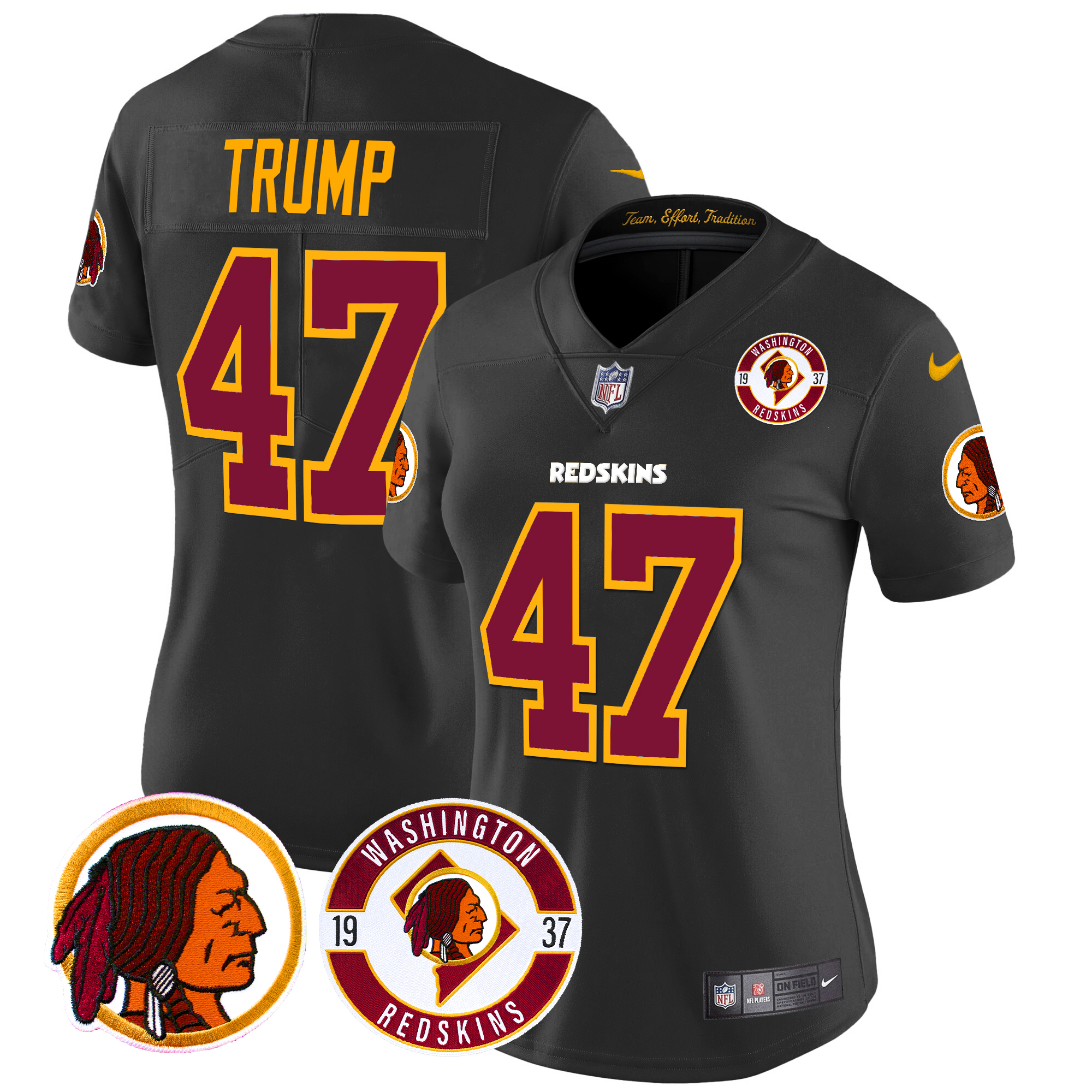 Donald Trump Women's Washington Redskins 2024 Vapor Limited Black Jersey - All Stitched