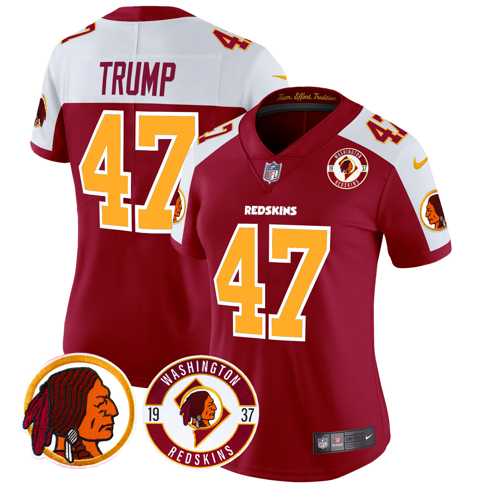 Donald Trump Women's Washington Redskins 2024 Vapor Limited Burgundy Alternate Jersey - All Stitched