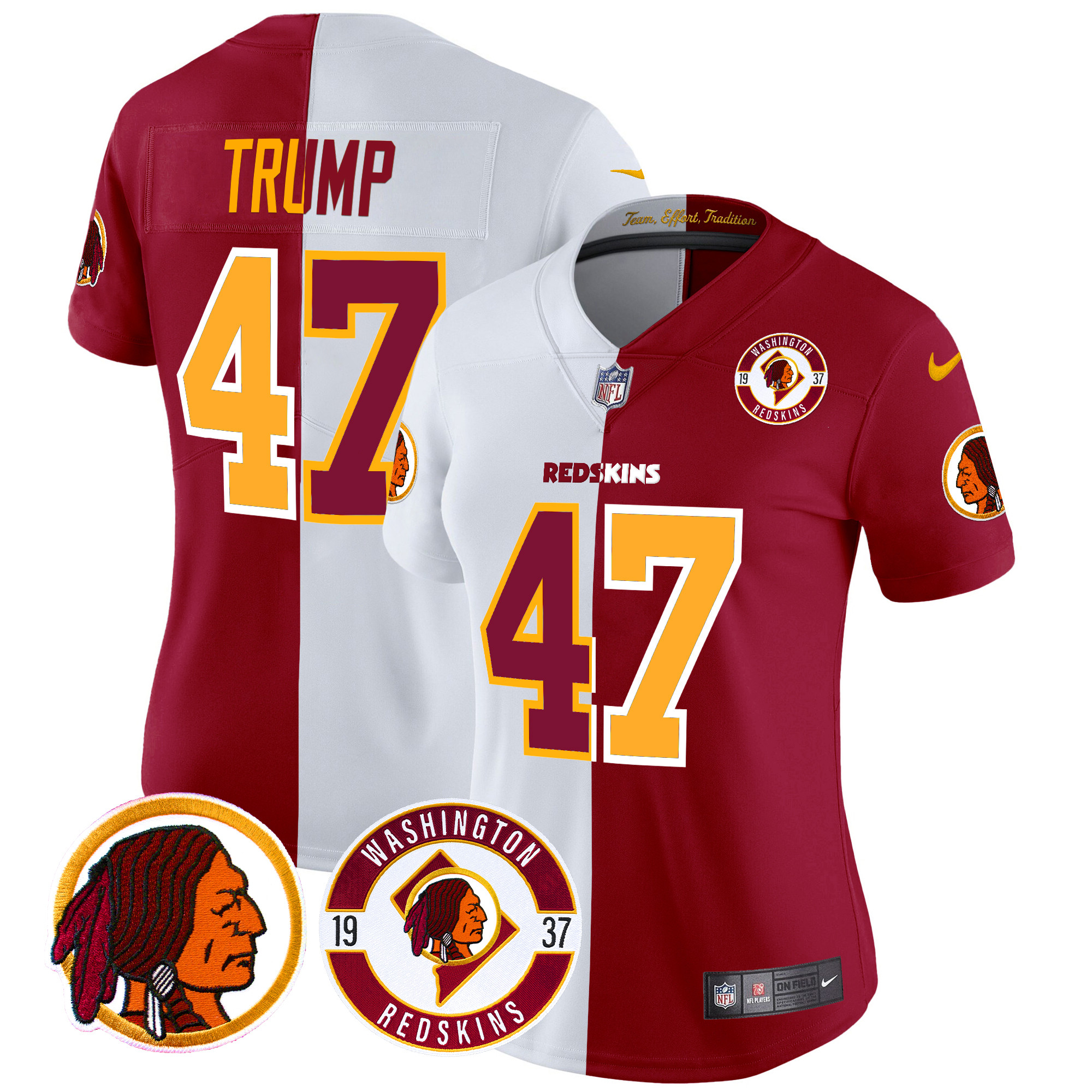 Donald Trump Women's Washington Redskins 2024 Vapor Limited Half Jersey - All Stitched