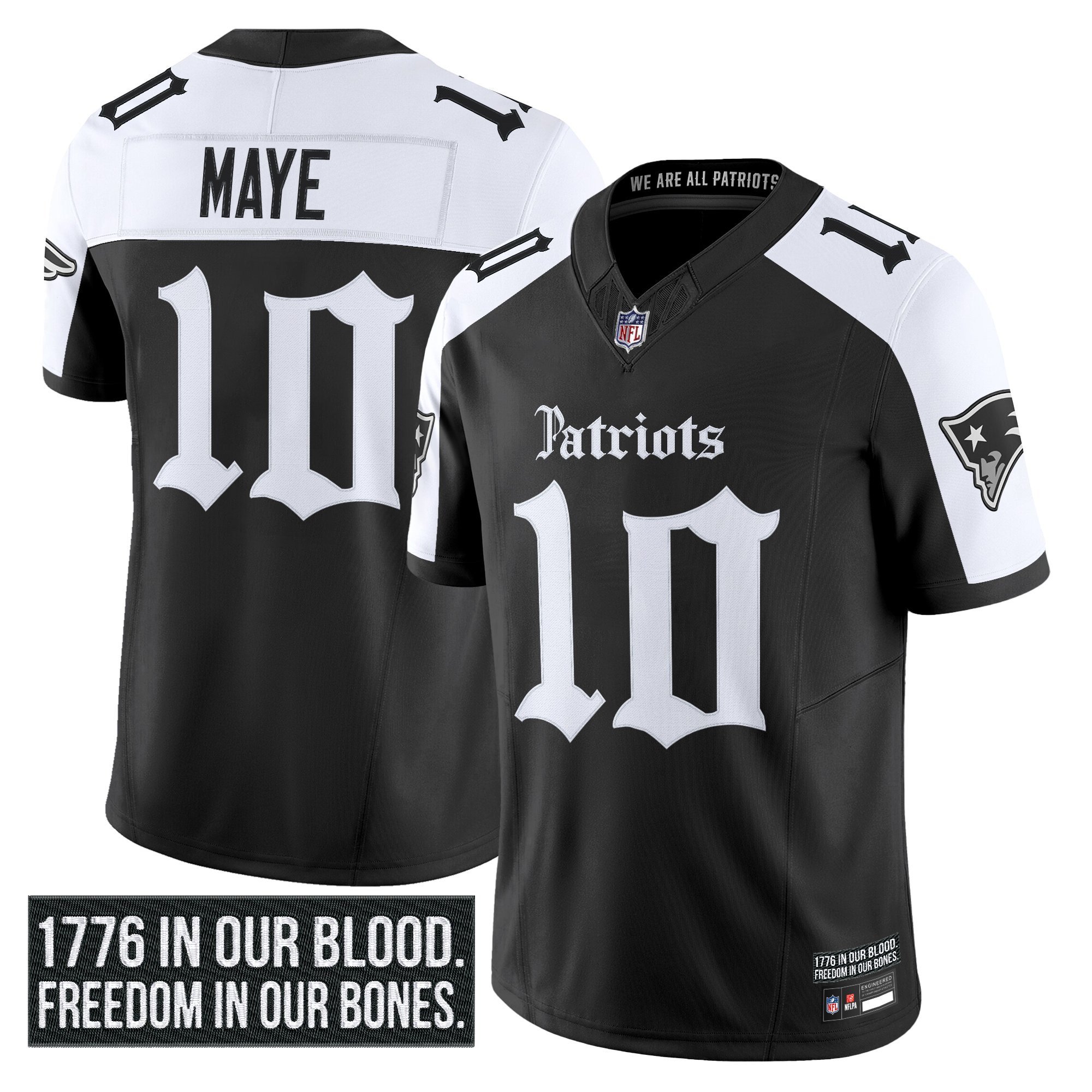 Drake Maye Men's New England Patriots 'Gothic Revolution Edition' Vapor Limited Alternate Jersey - All Stitched