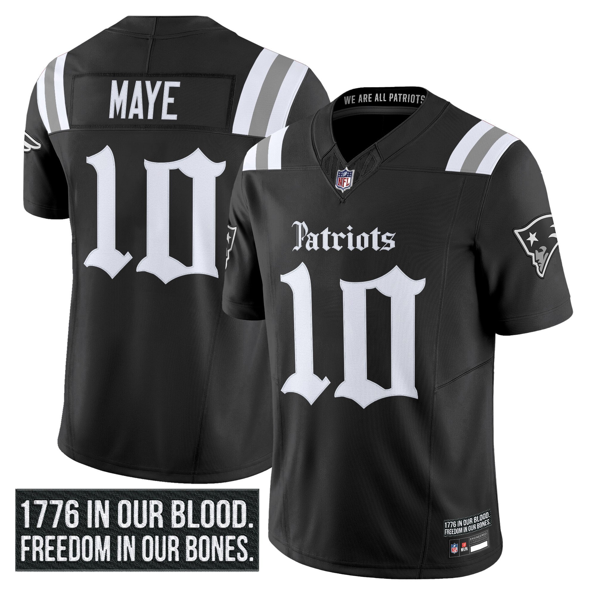 Drake Maye Men's New England Patriots 'Gothic Revolution Edition' Vapor Limited Black Jersey - All Stitched
