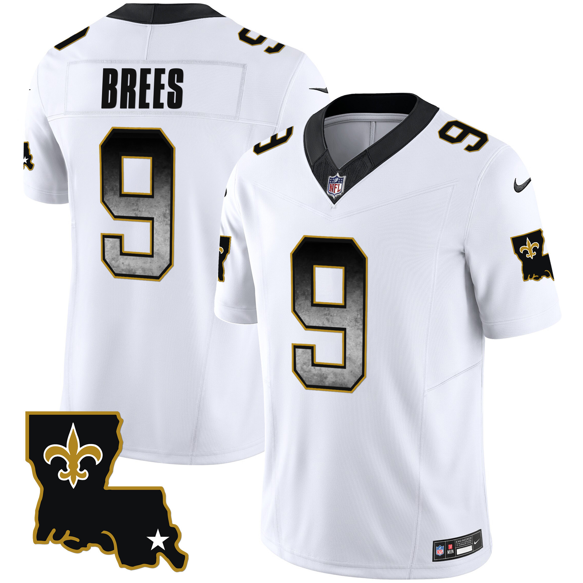 Drew Brees Men's New Orleans Saints 1987 Legacy Arch Smoke White Jersey - All Stitched