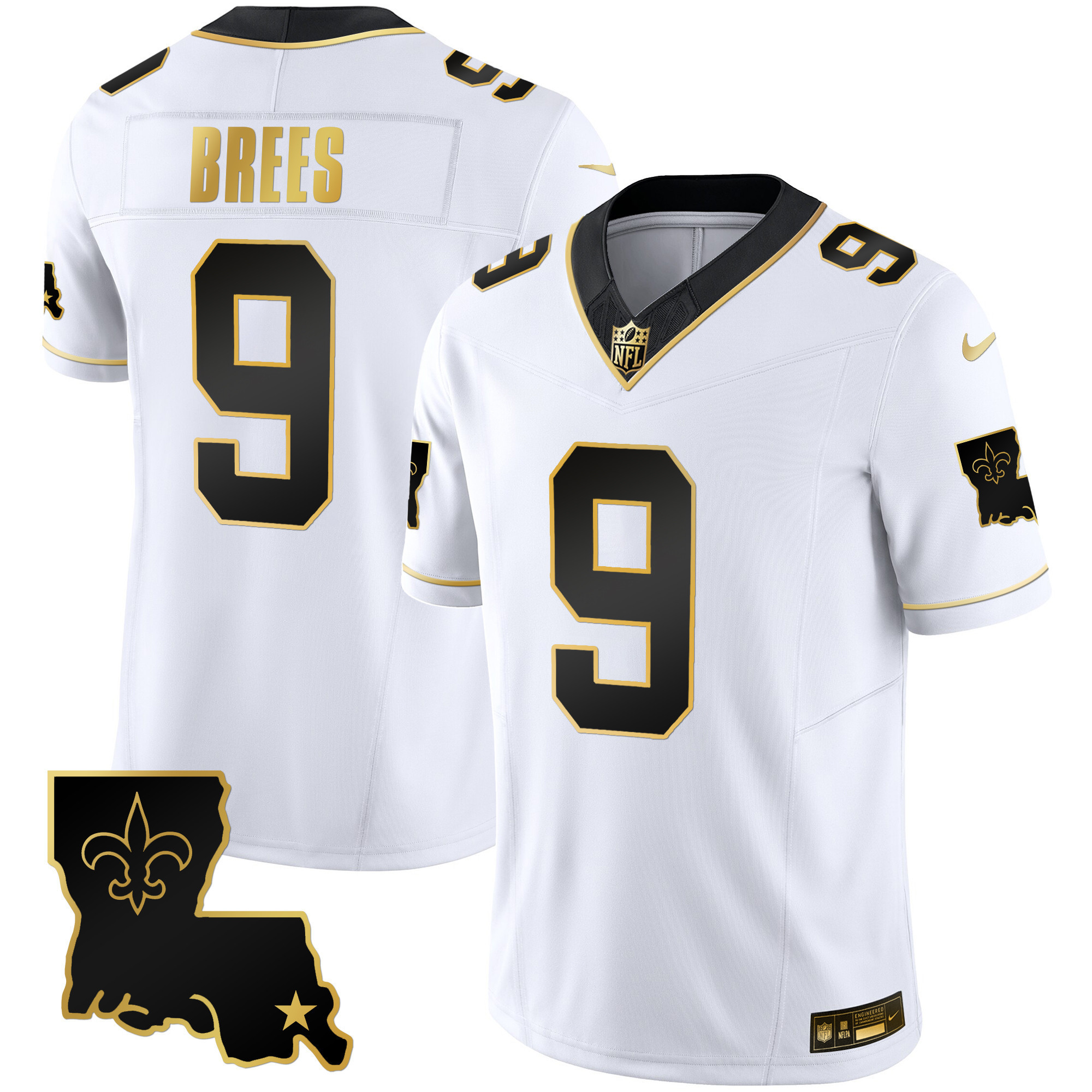 Drew Brees Men's New Orleans Saints 1987 Legacy Gold Vapor White Gold Jersey - All Stitched