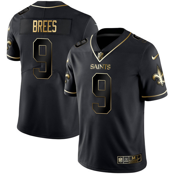 Drew Brees Men's New Orleans Saints Black Gold Limited Jersey - All Stitched