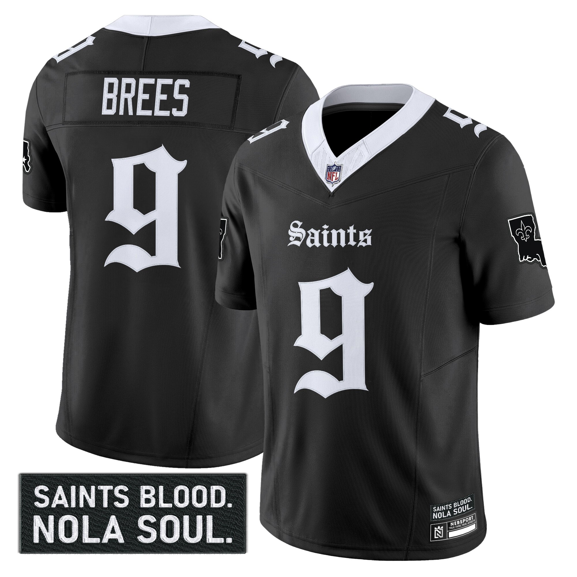 Drew Brees Men's New Orleans Saints 'Gothic Vieux CarrÃƒÆ’Ã‚Â© Edition' Vapor Black Jersey - All Stitched