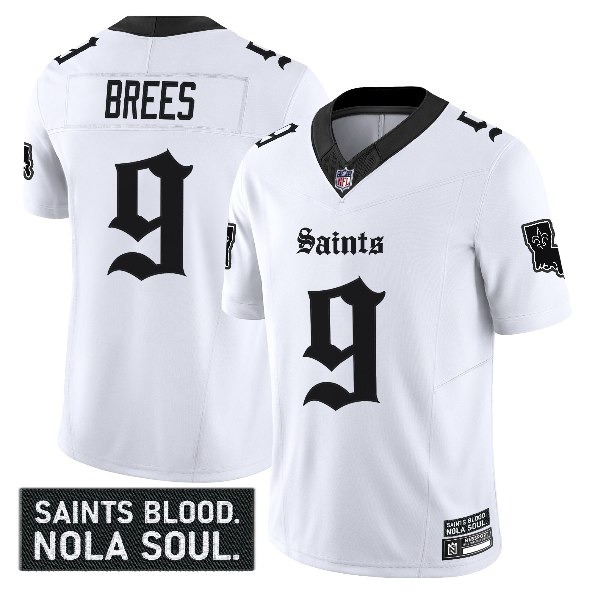 Drew Brees Men's New Orleans Saints 'Gothic Vieux CarrÃƒÂ© Edition' Vapor White Jersey - All Stitched