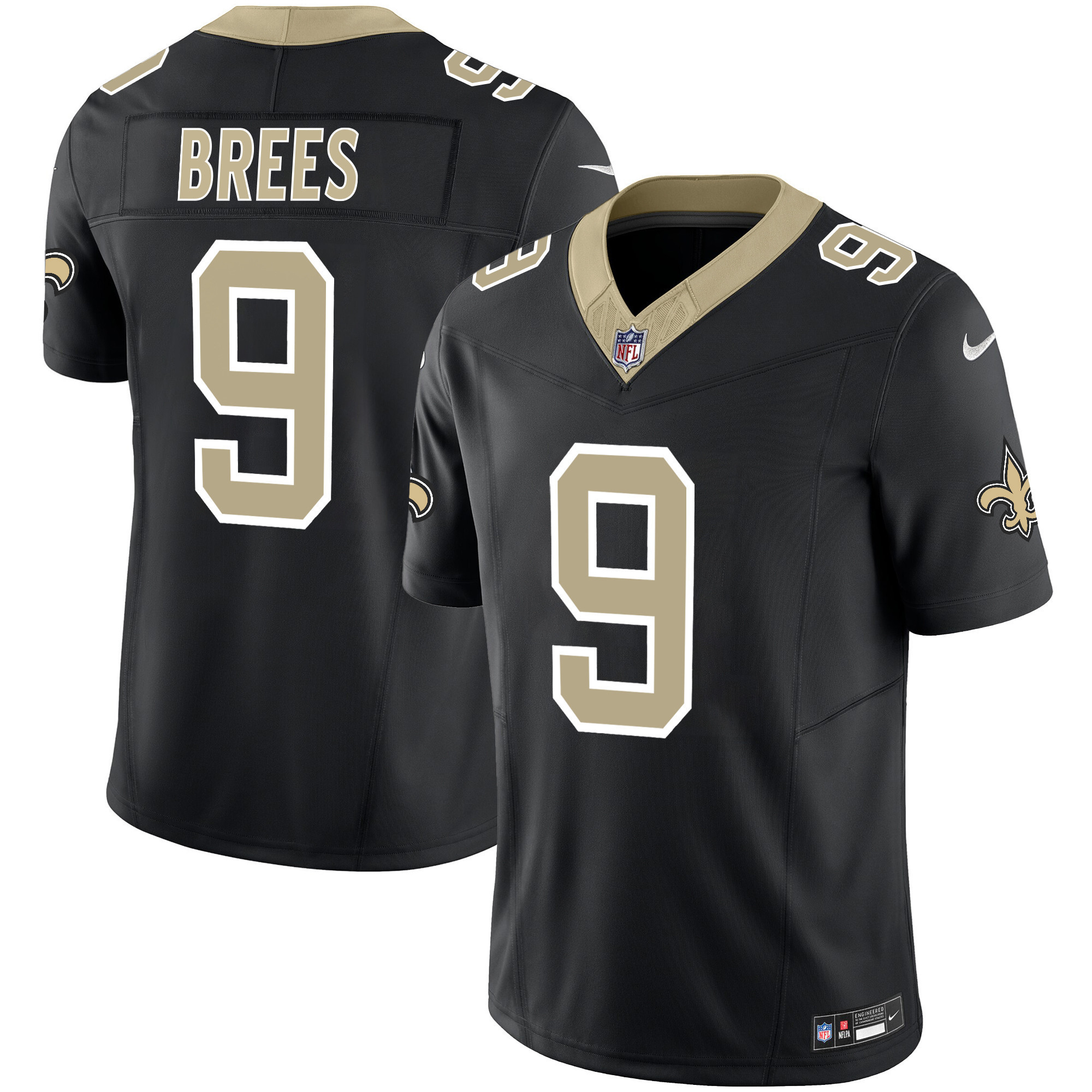 Drew Brees Men's New Orleans Saints Vapor Limited Black Jersey - All Stitched