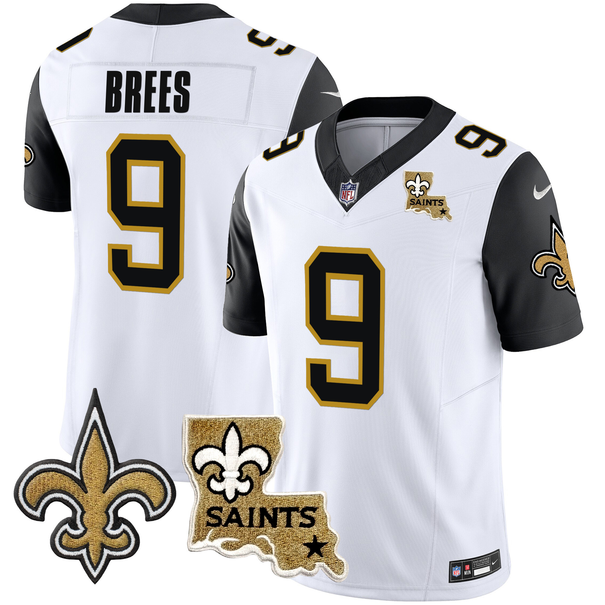 Drew Brees Men's New Orleans Saints Vapor Limited Black Sleeves Jersey - All Stitched