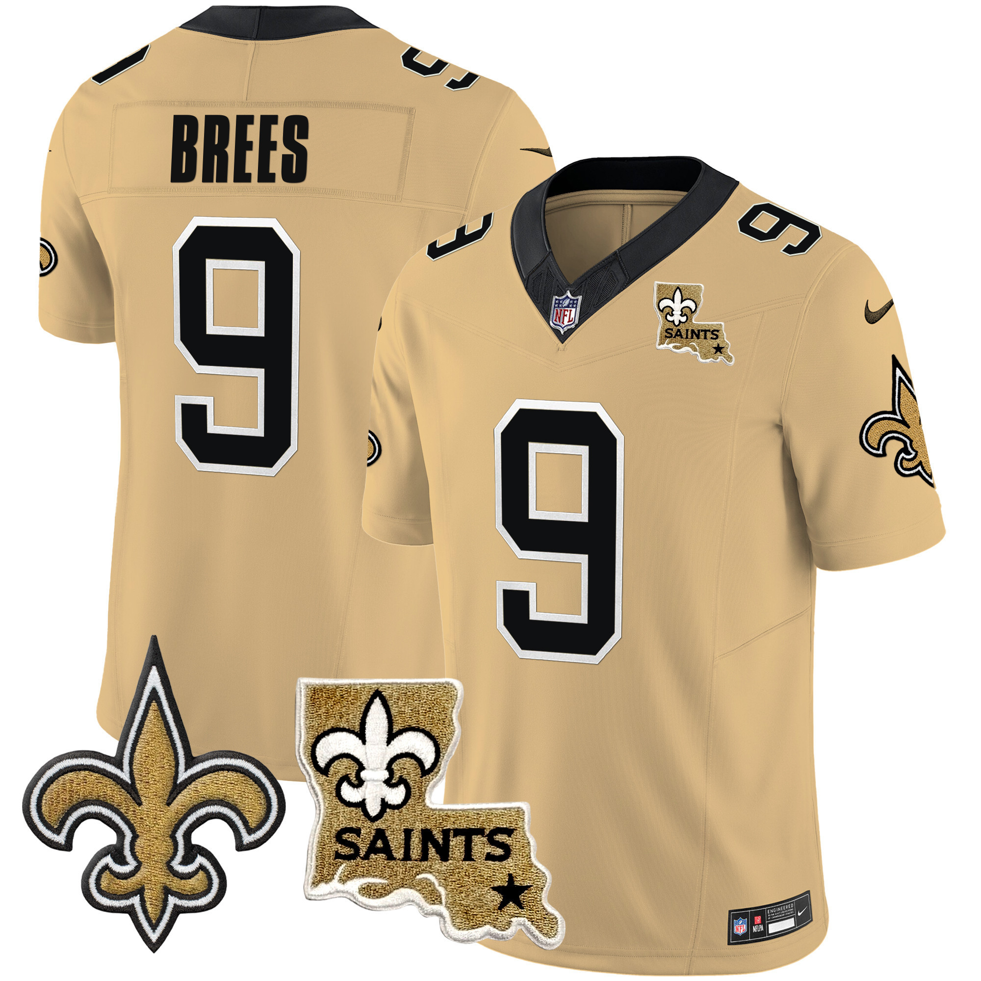Drew Brees Men's New Orleans Saints Vapor Limited Gold Jersey - All Stitched