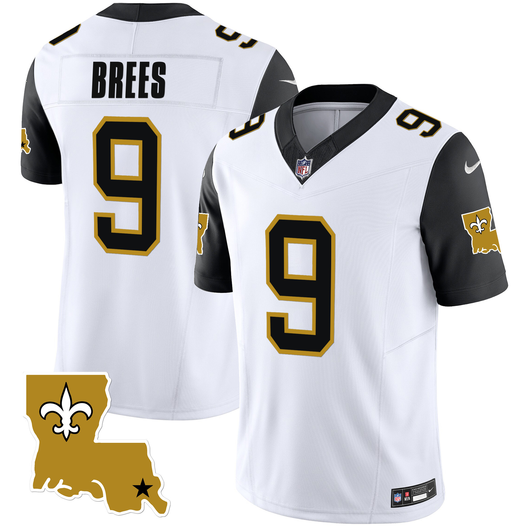 Drew Brees Youth's New Orleans Saints 1987 Legacy Vapor Black Sleeves Jersey - All Stitched