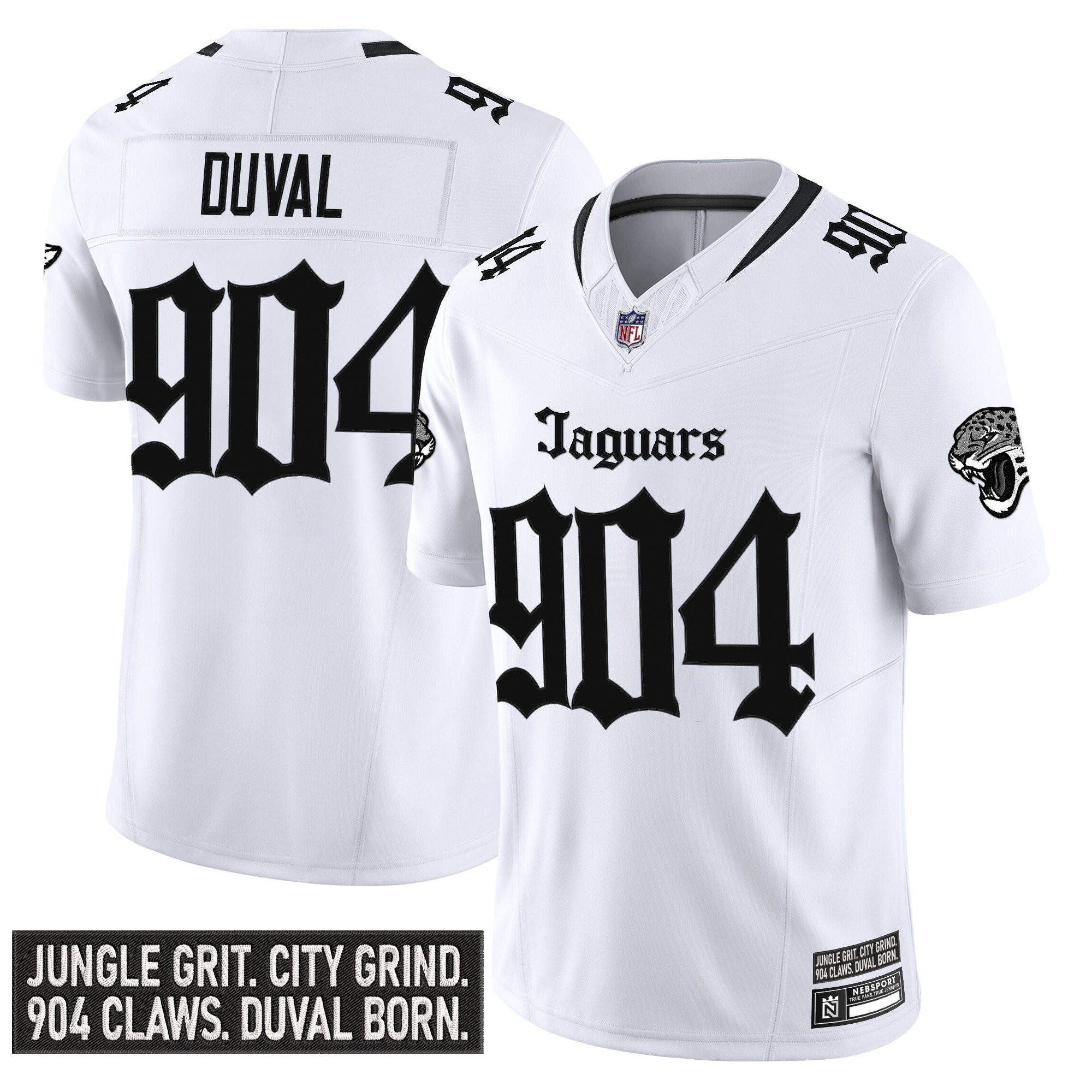 Duval 904 Men's Jacksonville Jaguars 'Gothic Duvall Shadows Edition' Vapor White Jersey - All Stitched
