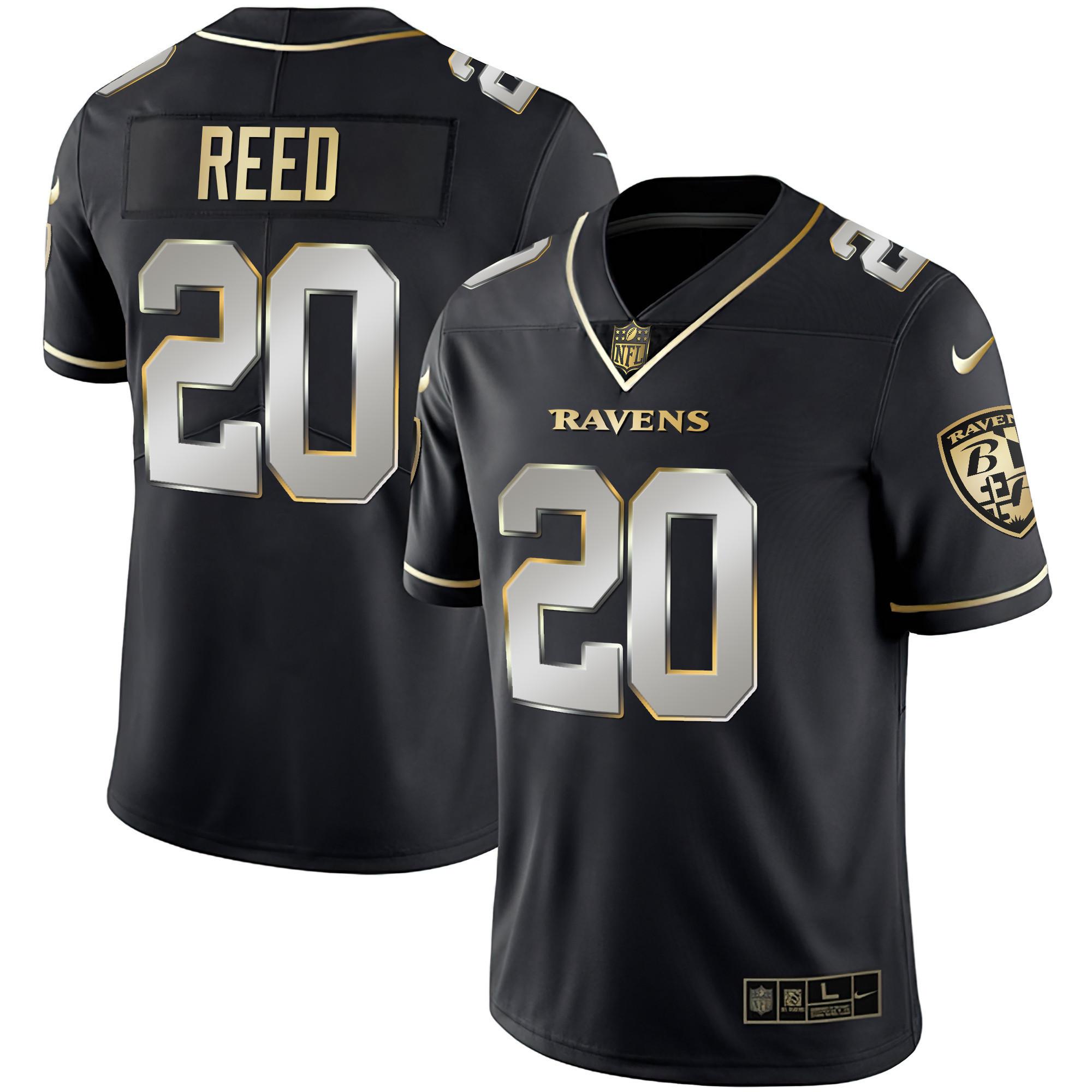 Ed Reed Men's Baltimore Ravens Gold Vapor Black Limited Jersey - All Stitched
