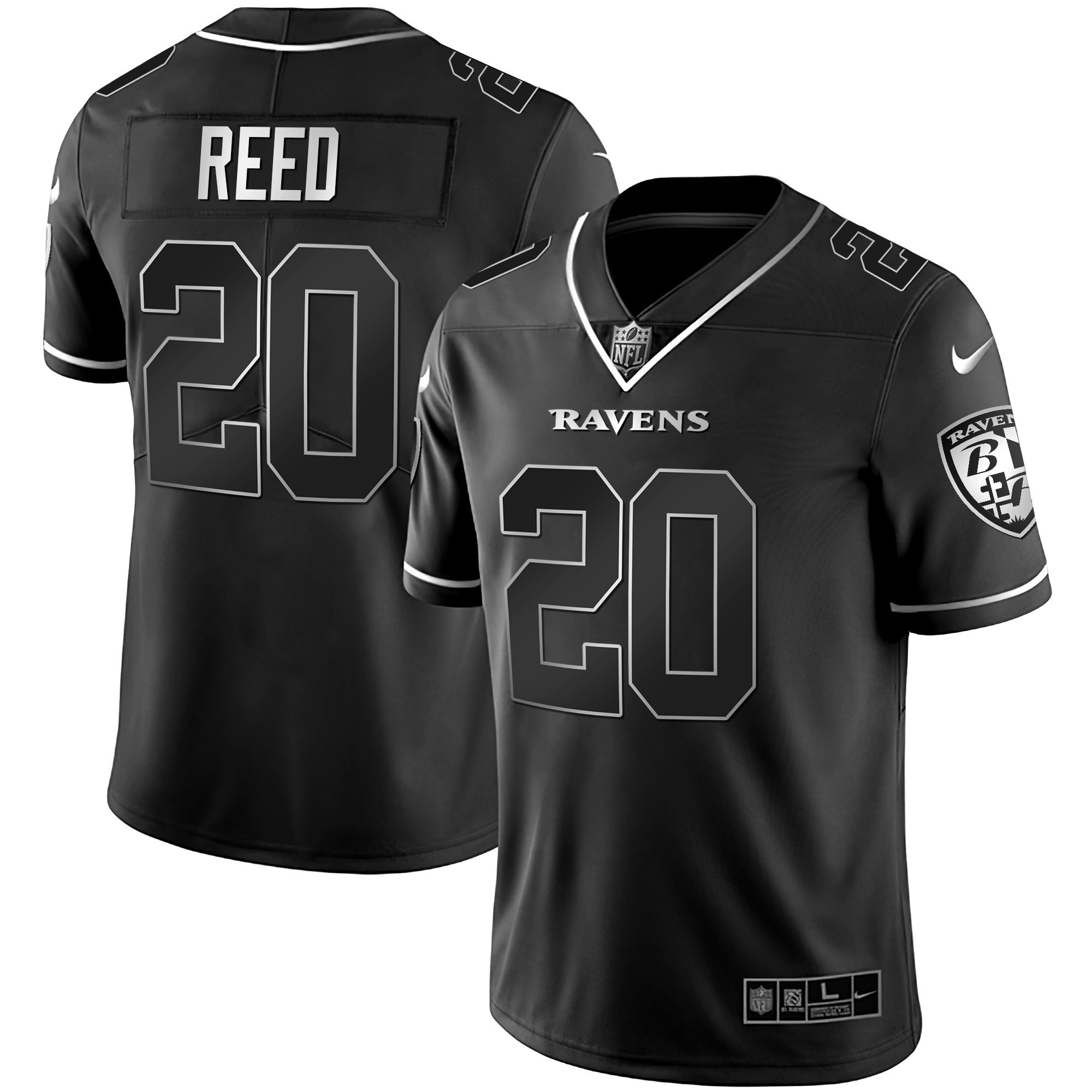 Ed Reed Men's Baltimore Ravens Gold Vapor Black Silver Jersey - All Stitched