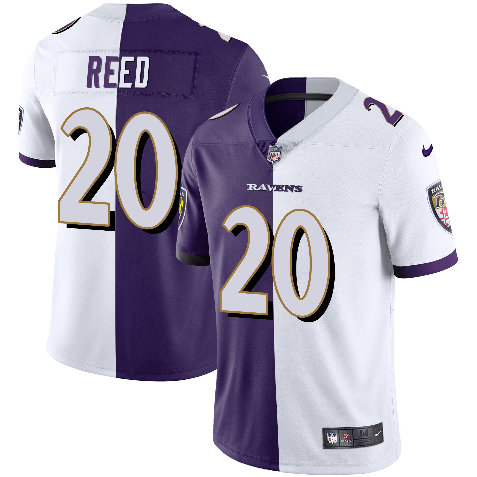 Ed Reed Men's Baltimore Ravens Gold Vapor Split Jersey - All Stitched
