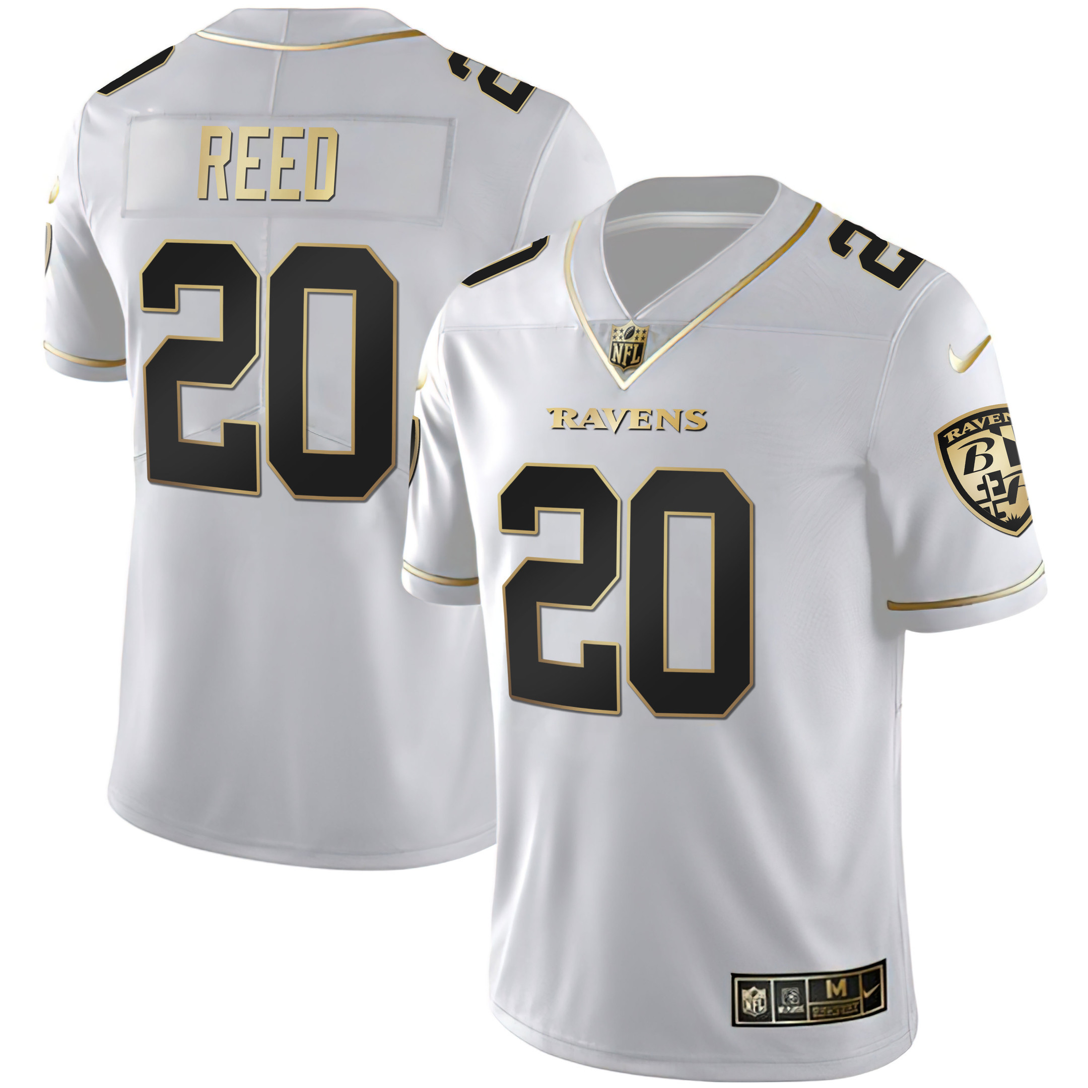 Ed Reed Men's Baltimore Ravens Gold Vapor White Gold Jersey - All Stitched