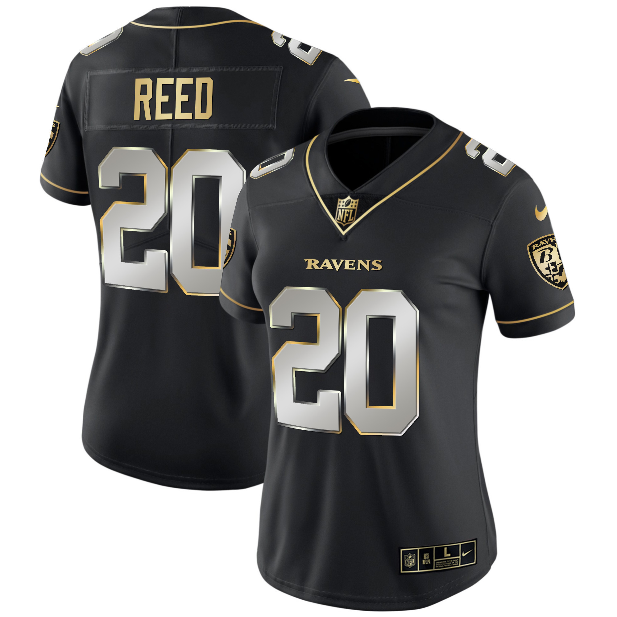 Ed Reed Women's Baltimore Ravens Gold Vapor Black Limited Jersey - All Stitched