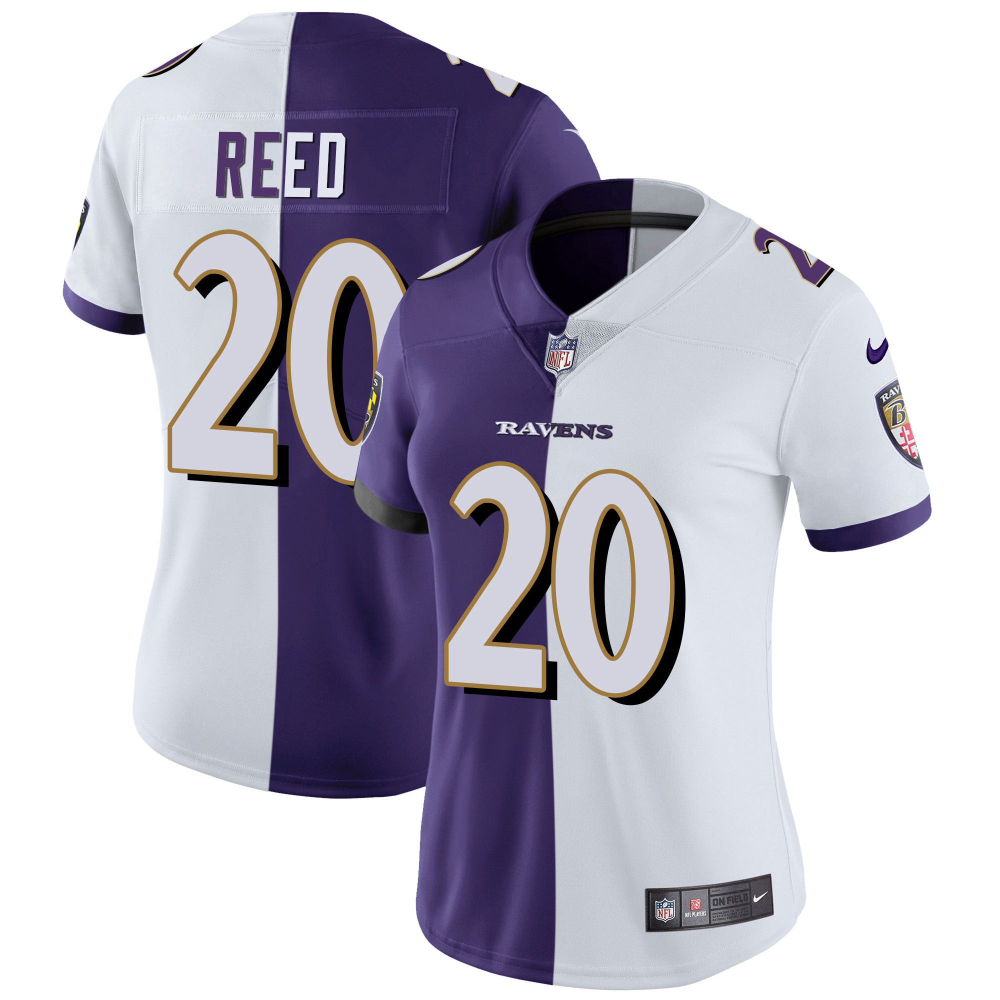 Ed Reed Women's Baltimore Ravens Gold Vapor Split Jersey - All Stitched