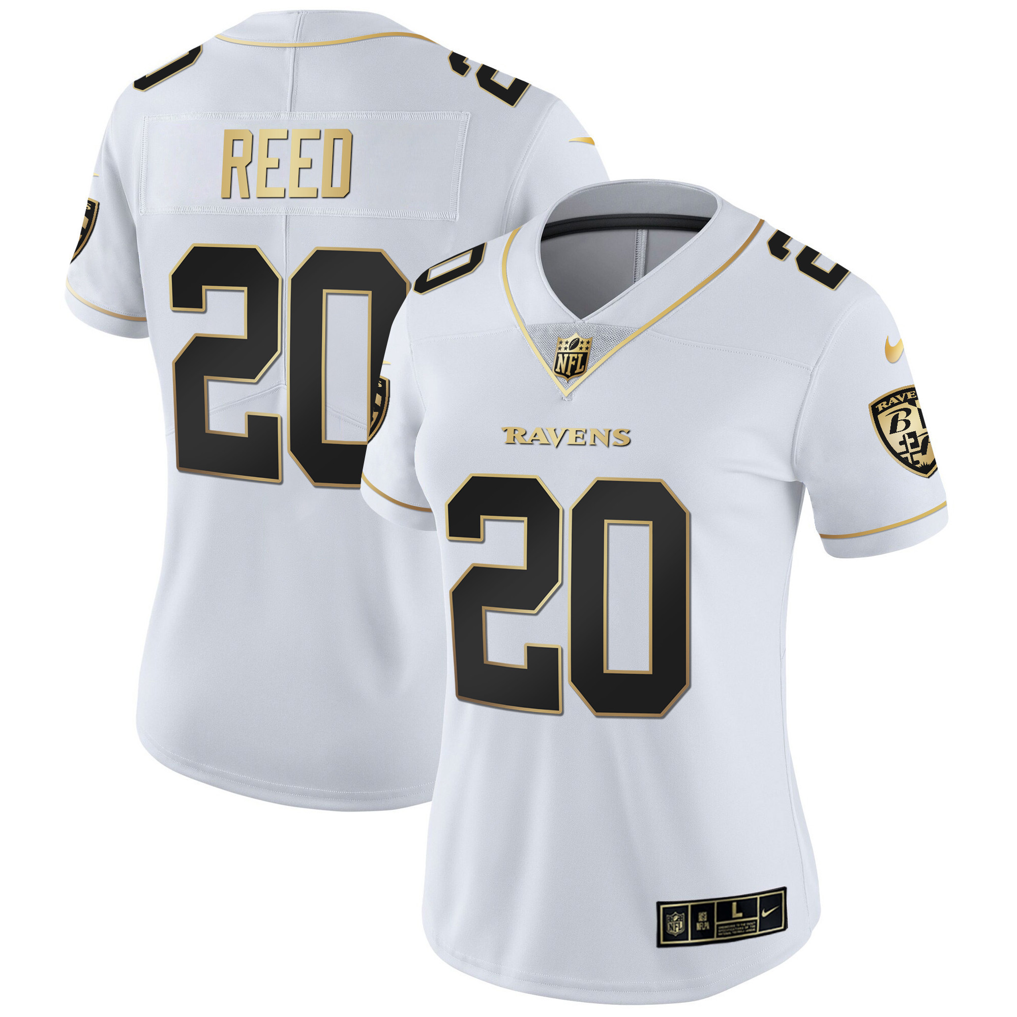 Ed Reed Women's Baltimore Ravens Gold Vapor White Gold Jersey - All Stitched