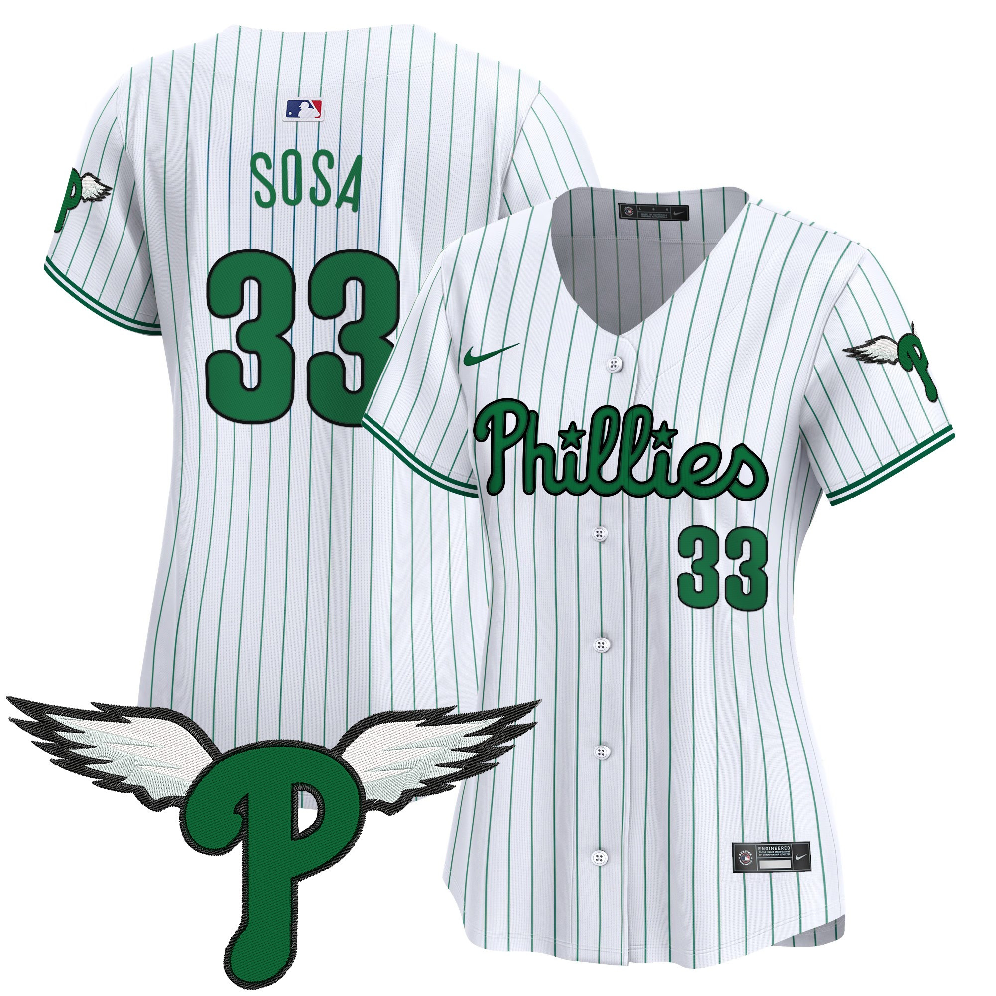 Edmundo Sosa Women's Philadelphia Phillies 2025 Vapor Premier Limited Pinstripe Jersey - All Stitched