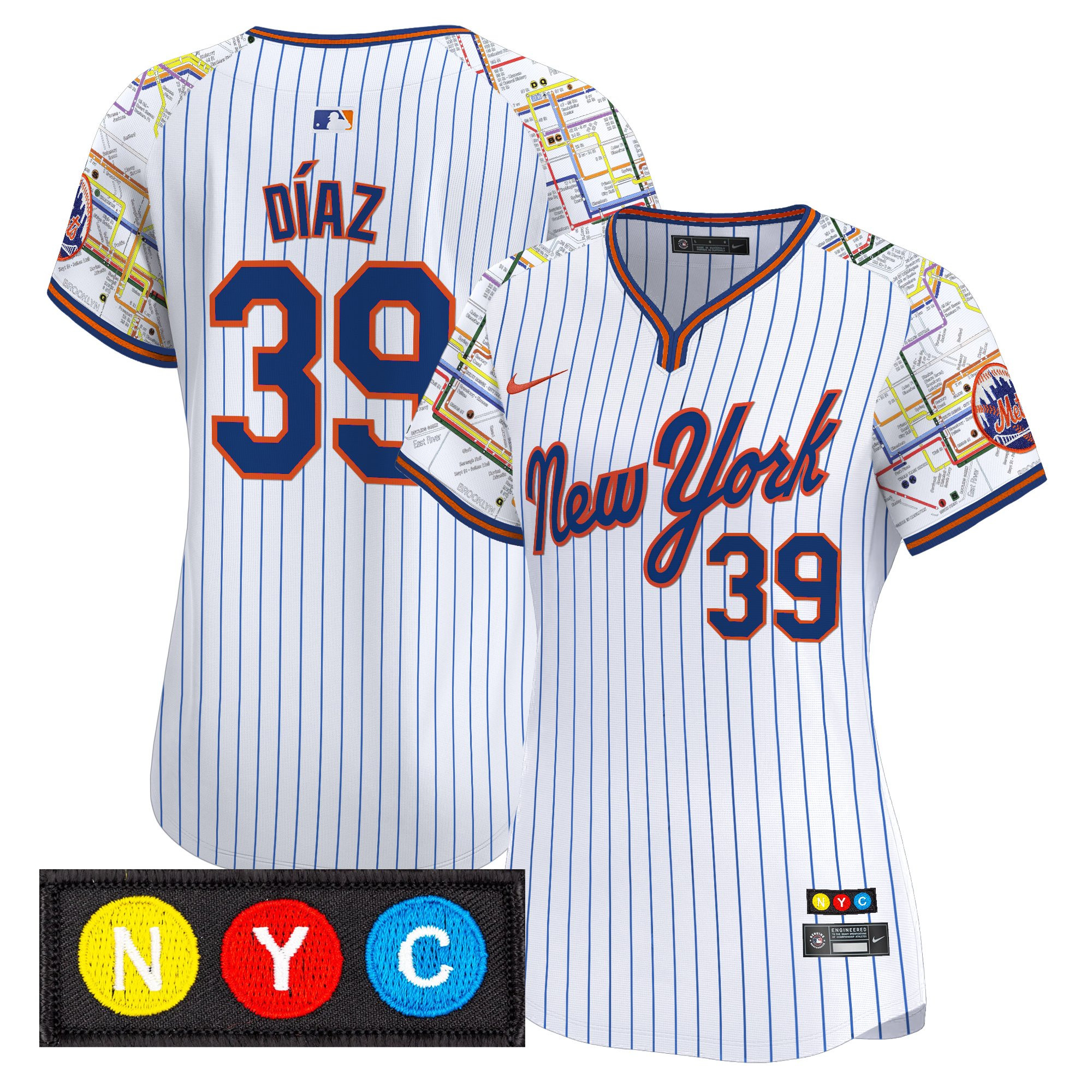 Edwin DÃÂaz Women's New York Mets Subway Style Vapor Premier Limited Pinstripe Jersey - Stitched