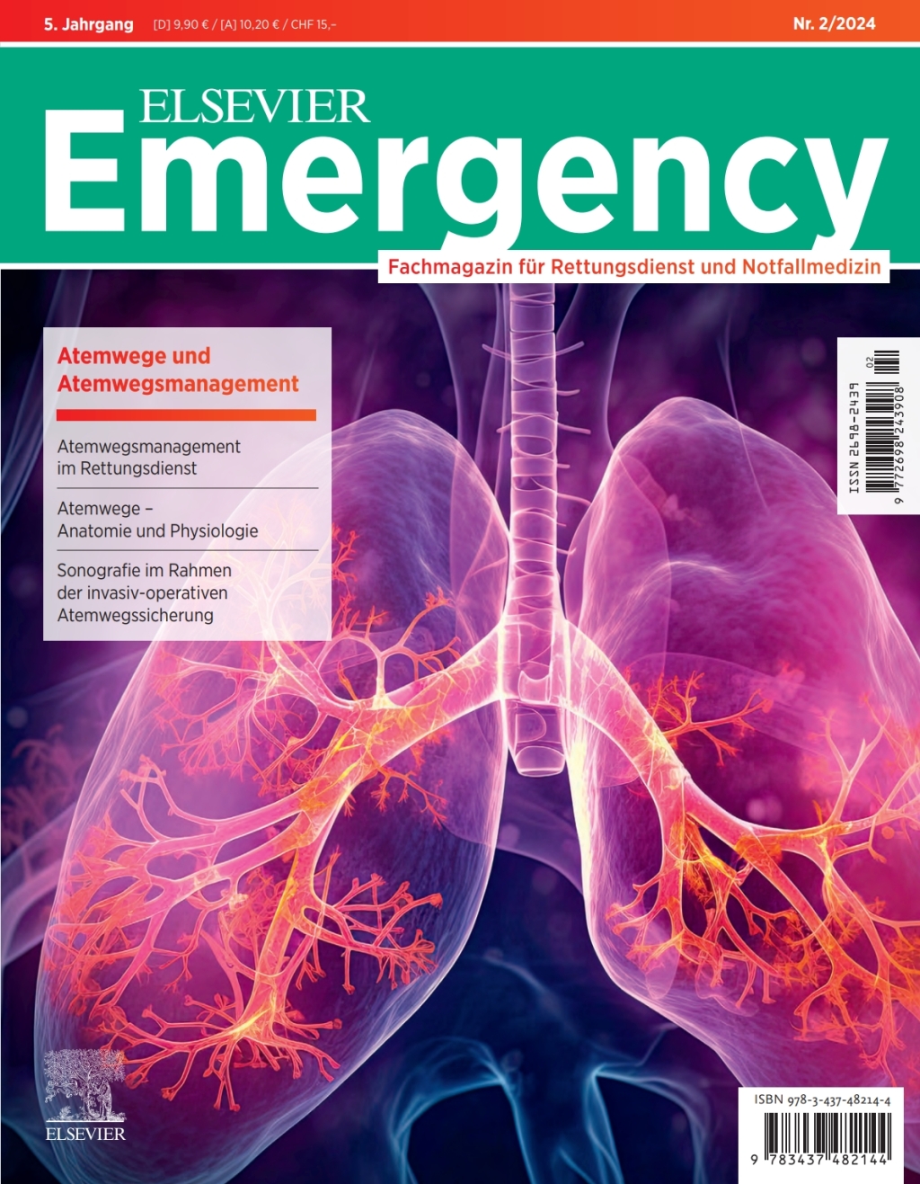 ELSEVIER Emergency. Atemwege und Atemwegsmanagement. 2/2024: Fachmagazin fÃ¼r Rettungsdienst und Notfallmedizin 1st Edition - (PDF/EPUB Version)