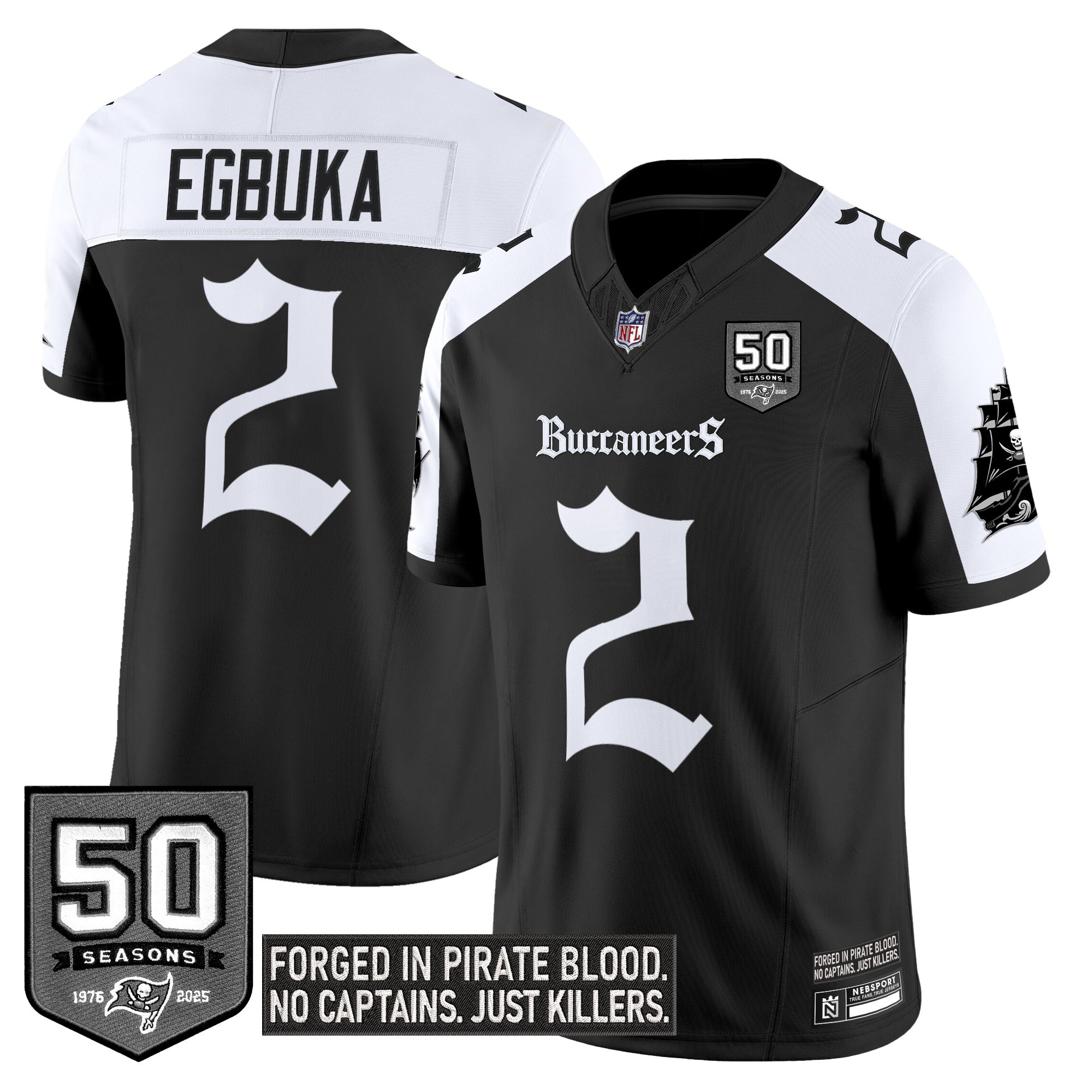 Emeka Egbuka Men's Tampa Bay Buccaneers 'Gothic Pirate Shadows Edition' Limited Alternate Jersey - All Stitched