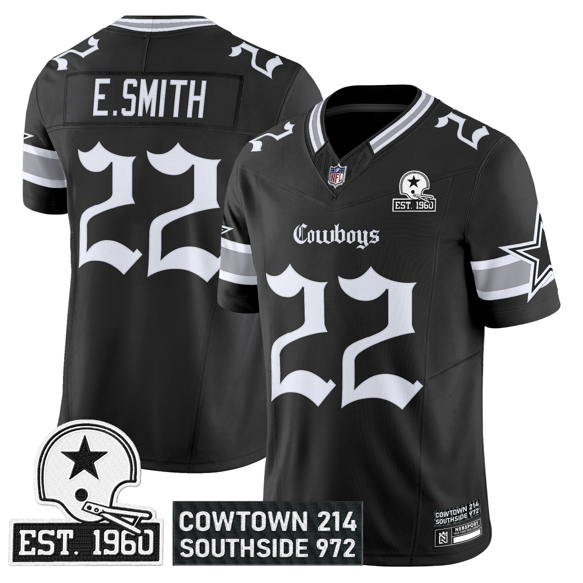 Emmitt Smith Men's Dallas Cowboys 'Gothic Lone Star Edition' Vapor Limited Black Jersey - All Stitched