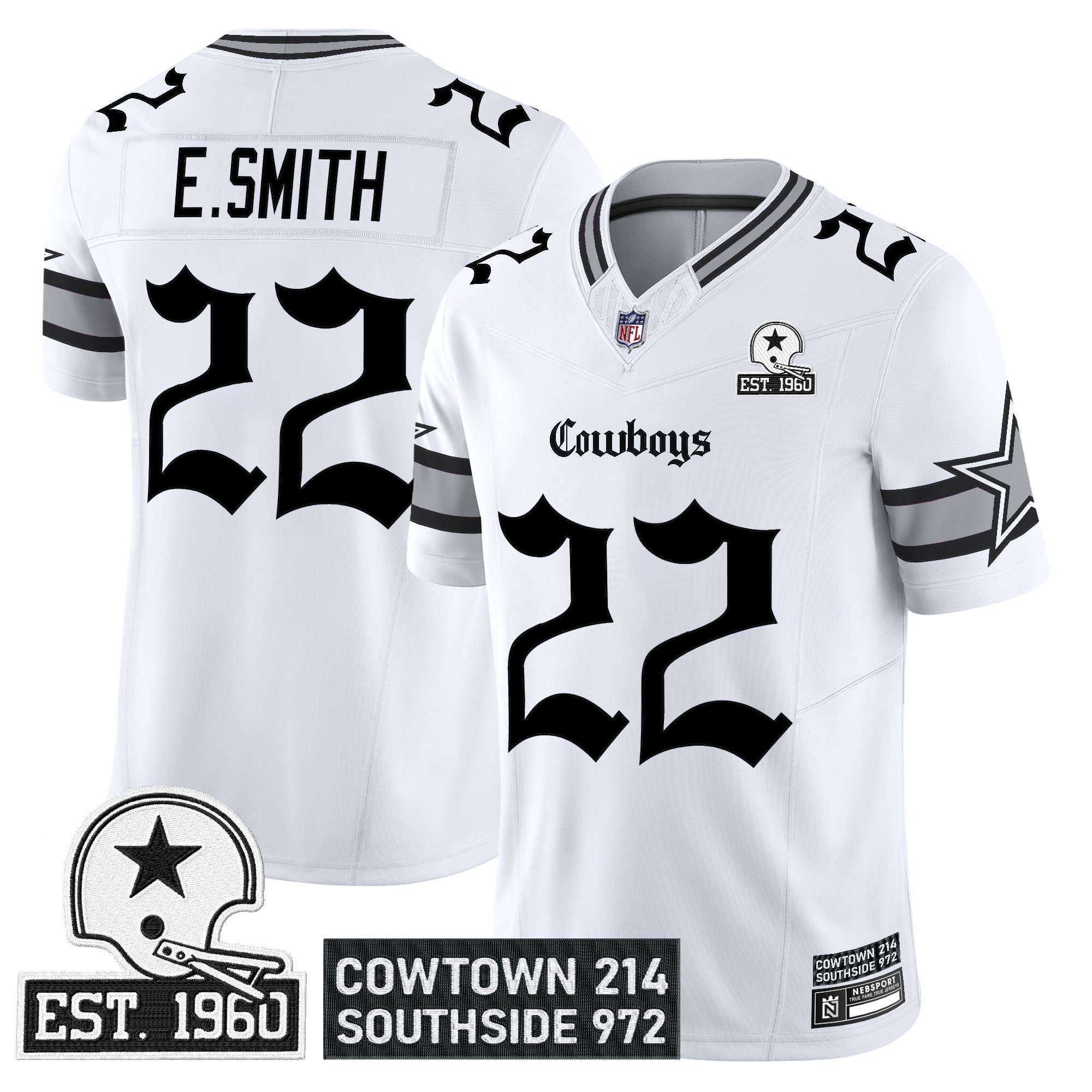 Emmitt Smith Men's Dallas Cowboys 'Gothic Lone Star Edition' Vapor Limited White Jersey - All Stitched