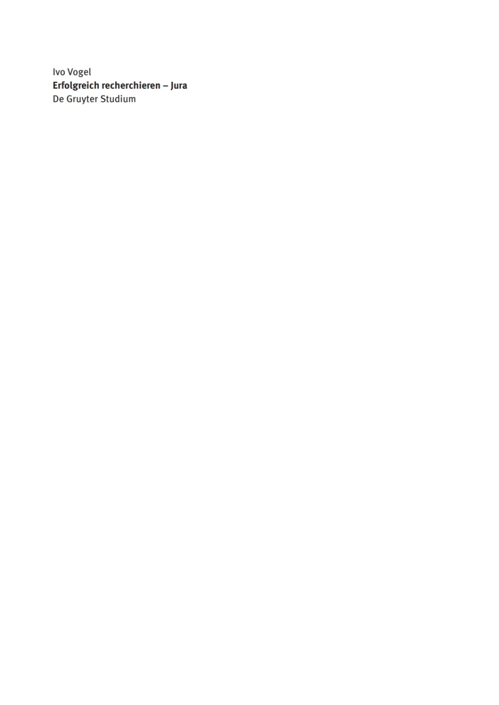 Erfolgreich recherchieren - Jura 1st Edition - (PDF/EPUB Version)