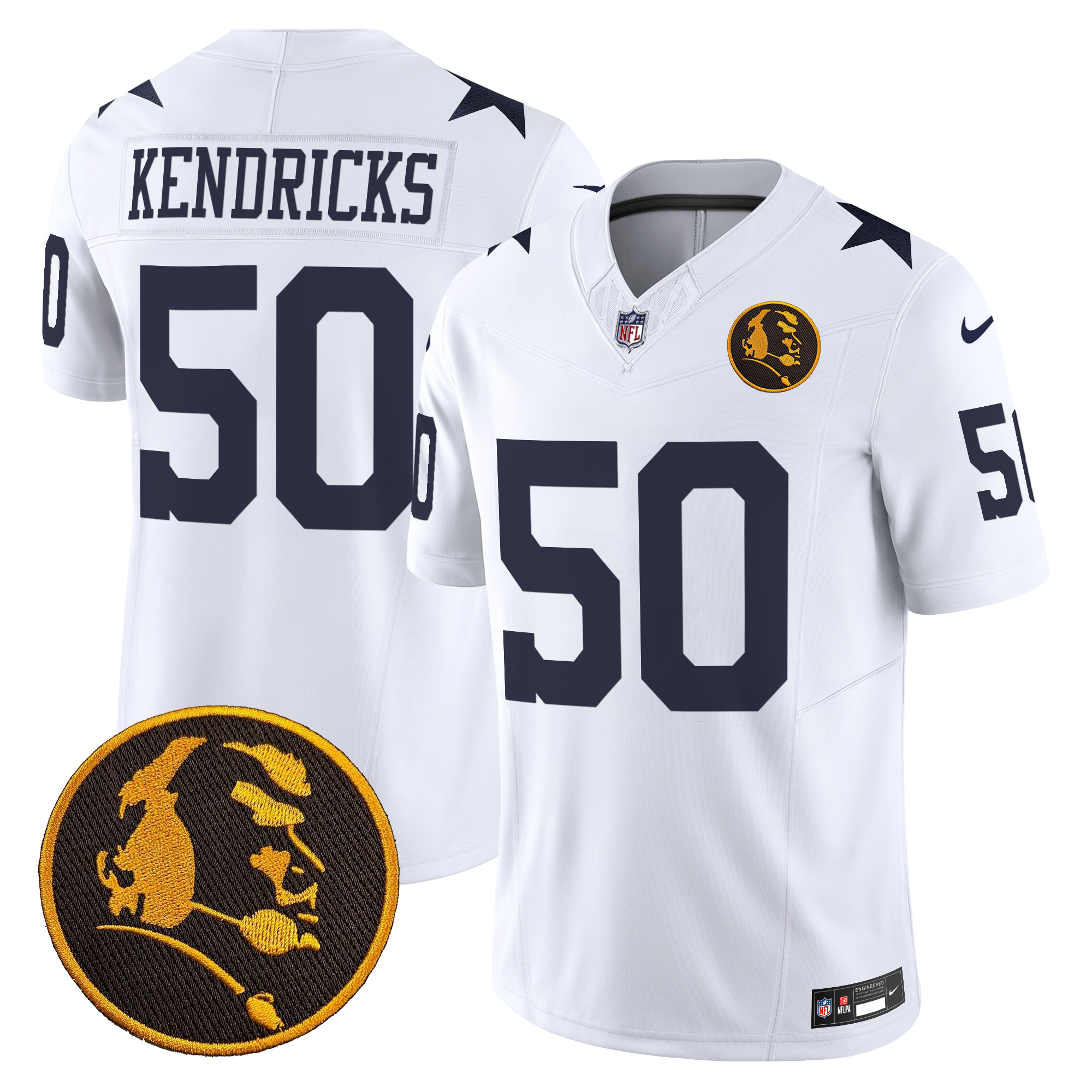 Eric Kendricks Men's Dallas Cowboys Texas & John Madden Patch Vapor Limited White Jersey - All Stitched