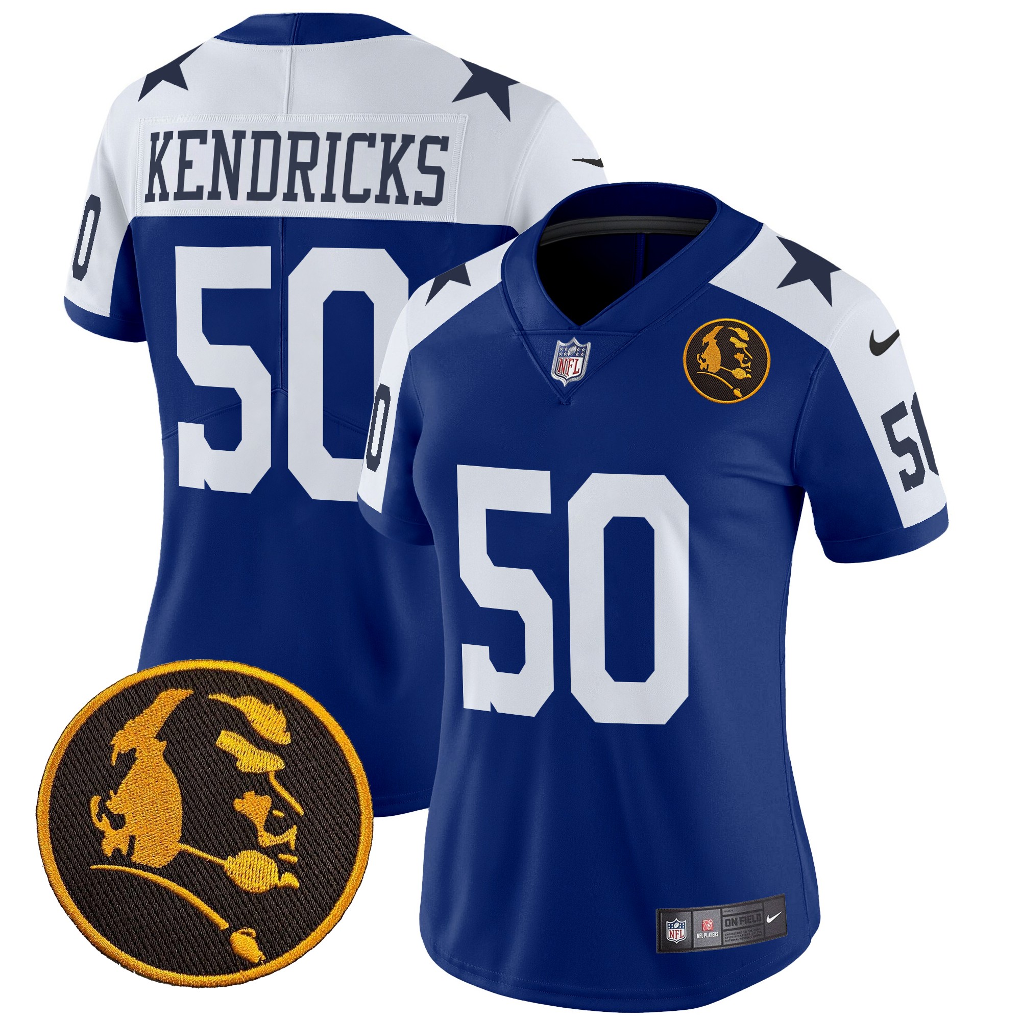 Eric Kendricks Women's Dallas Cowboys Texas & John Madden Patch Vapor Limited Royal Alternate Jersey - All Stitched