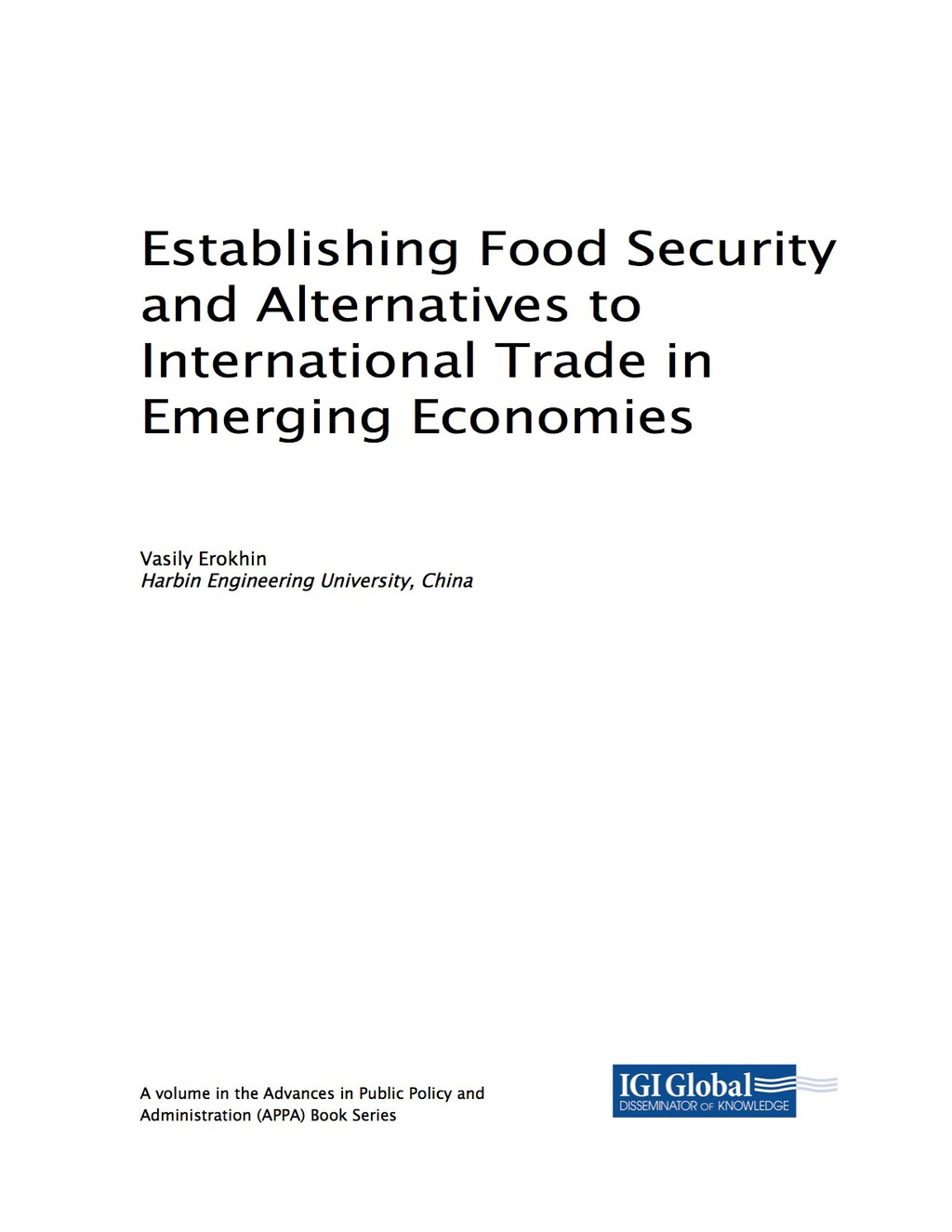 Establishing Food Security and Alternatives to International Trade in ...
