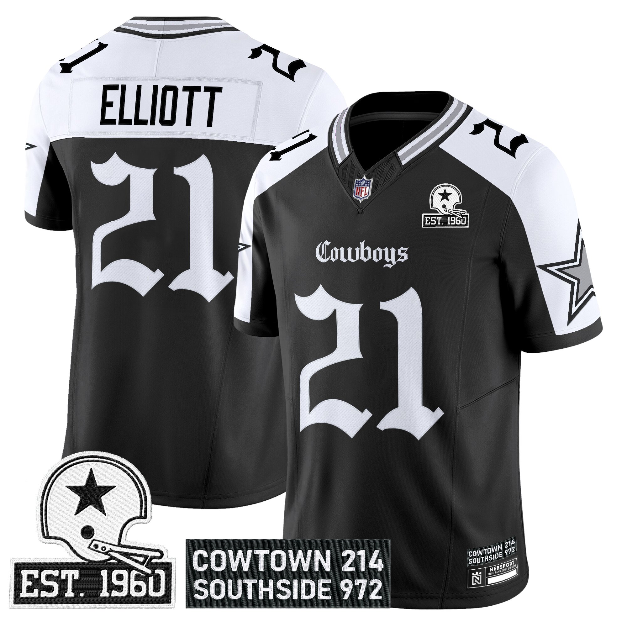 Ezekiel Elliott Men's Dallas Cowboys 'Gothic Lone Star Edition' Vapor Limited Alternate Jersey - All Stitched