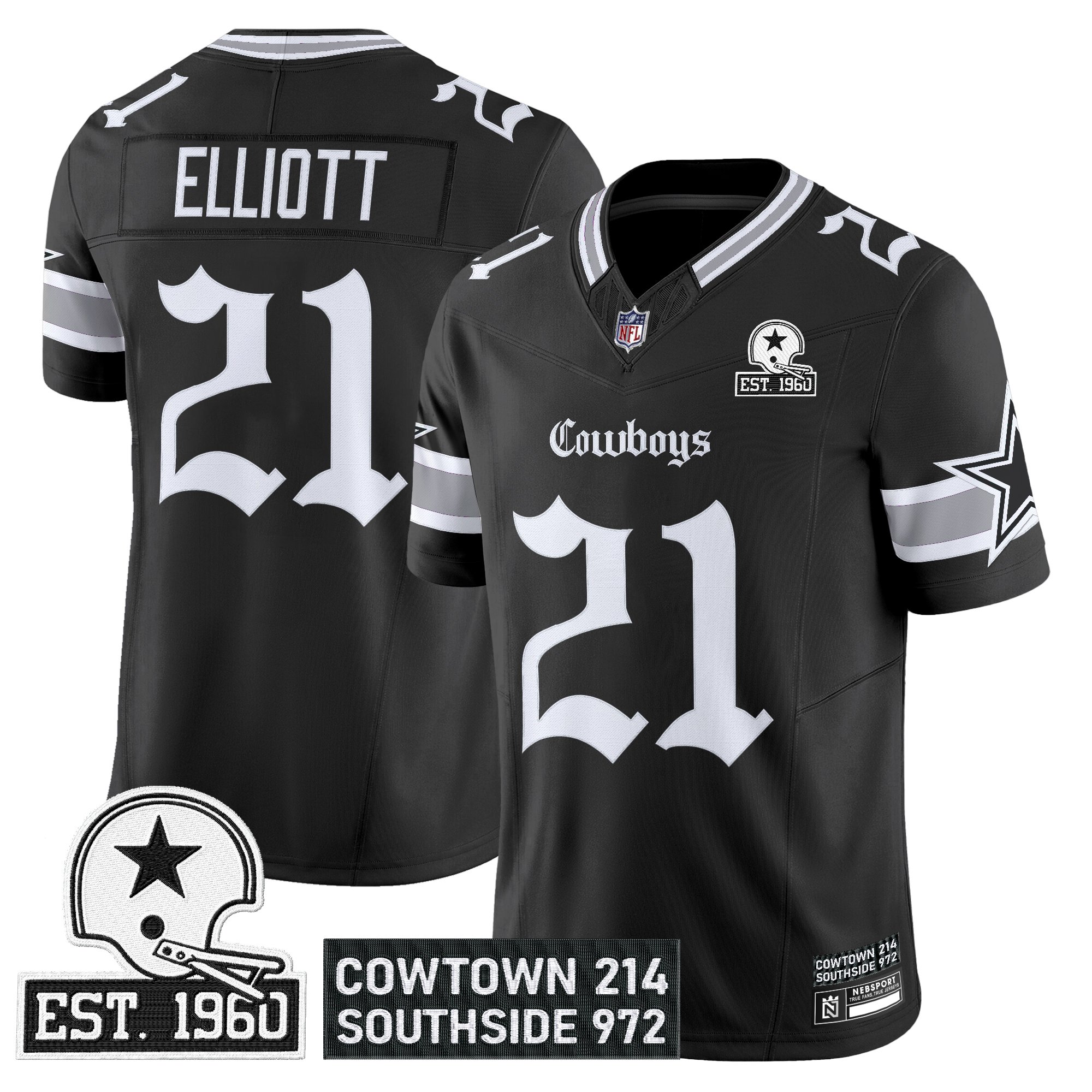 Ezekiel Elliott Men's Dallas Cowboys 'Gothic Lone Star Edition' Vapor Limited Black Jersey - All Stitched