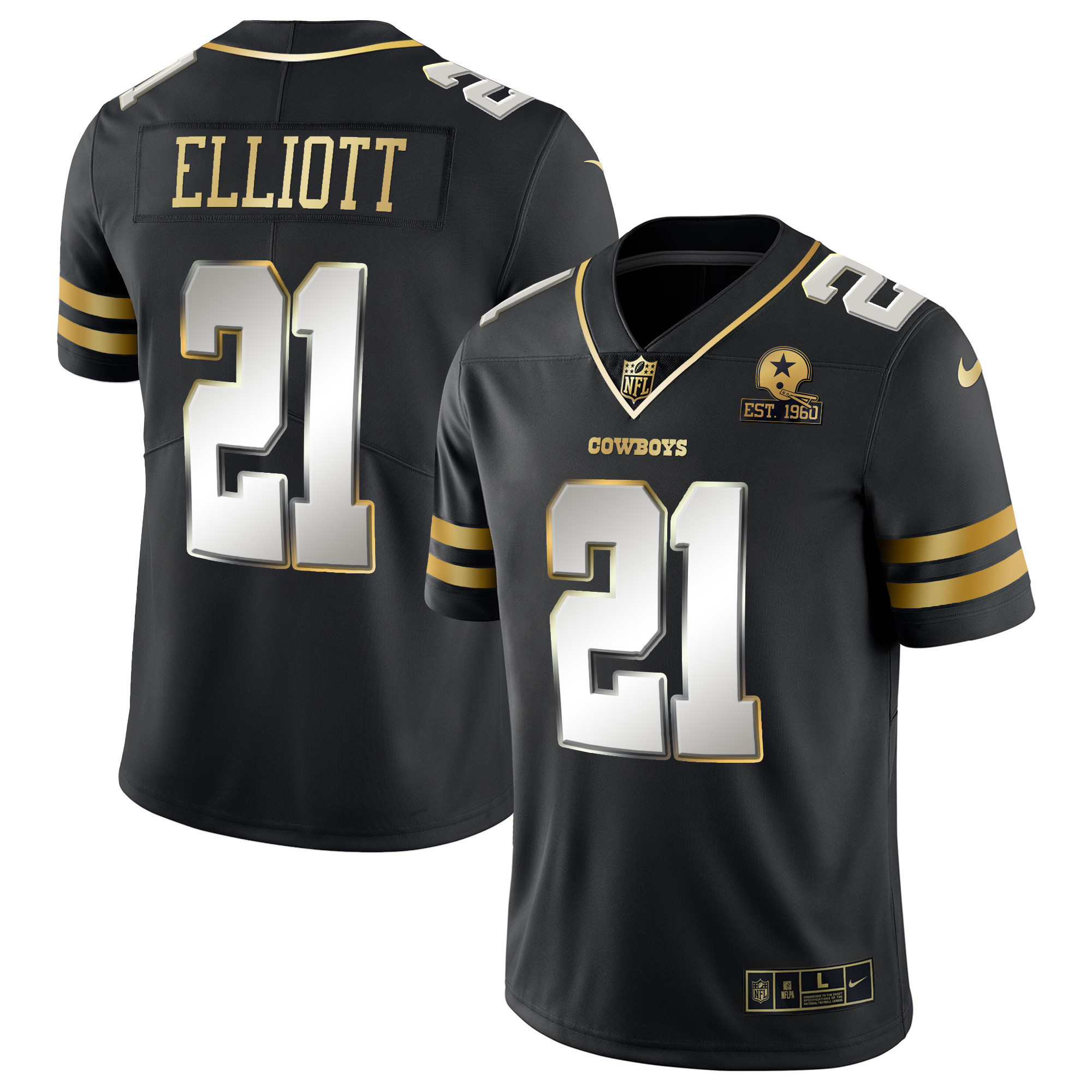 Ezekiel Elliott Men's Dallas Cowboys Vapor Gold Black Limited Jersey - All Stitched