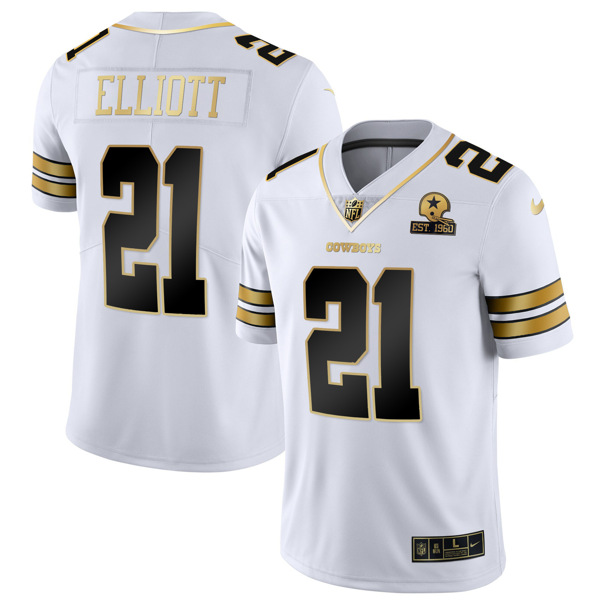 Ezekiel Elliott Men's Dallas Cowboys Vapor Gold White Gold Jersey - All Stitched