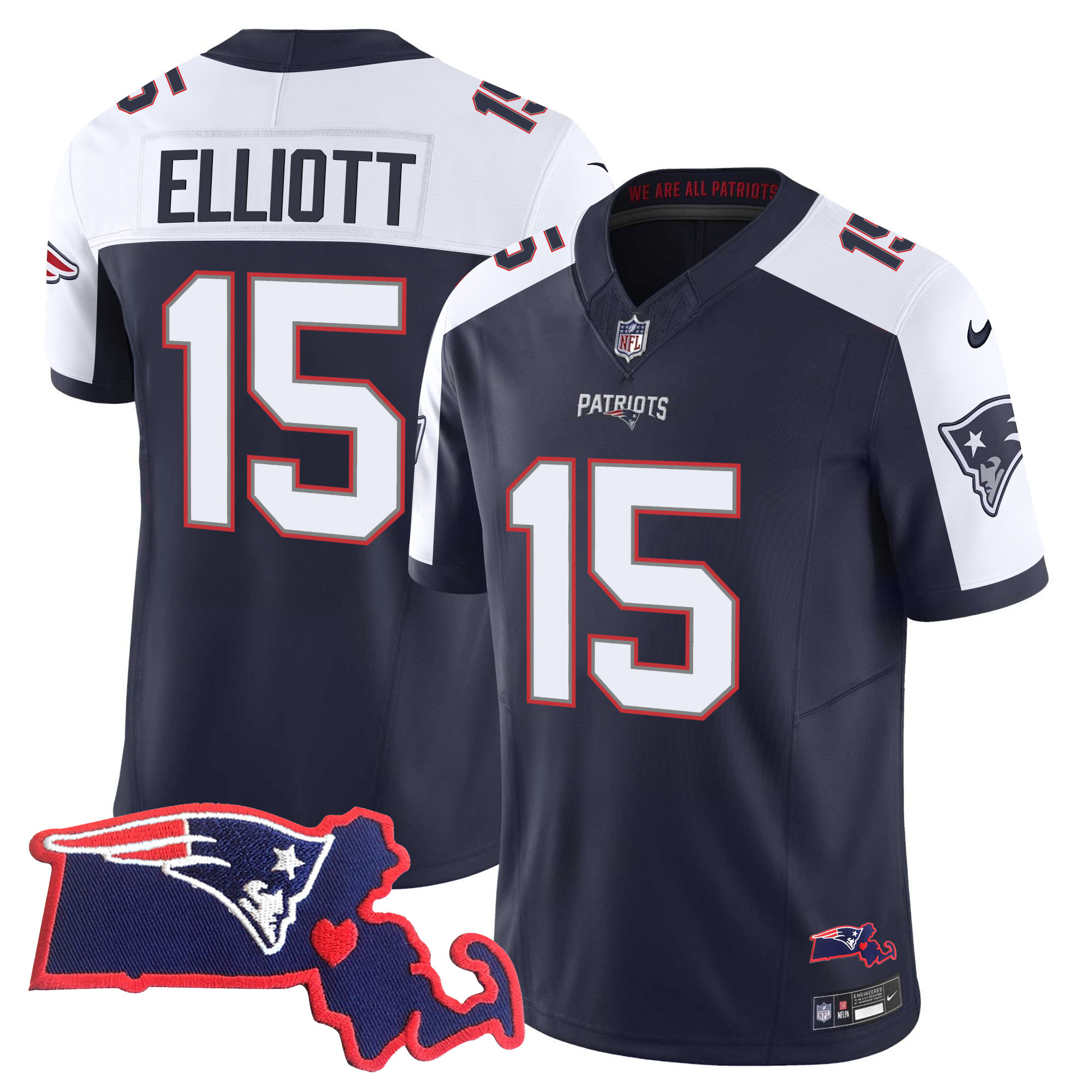 Ezekiel Elliott Men's New England Patriots Bill Belichick 6x Champions Vapor Alternate Jersey - All Stitched
