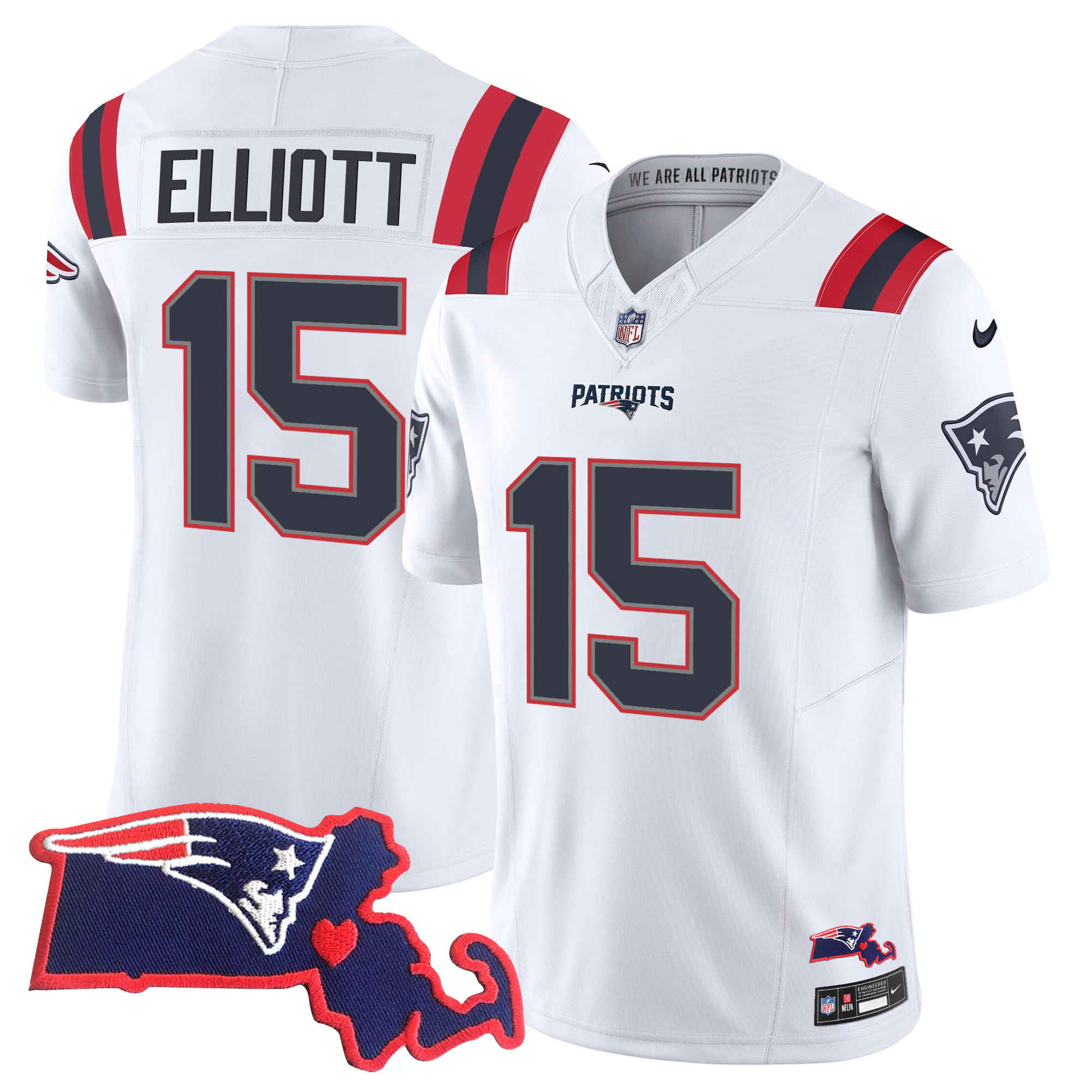 Ezekiel Elliott Men's New England Patriots Bill Belichick 6x Champions Vapor White Jersey - All Stitched