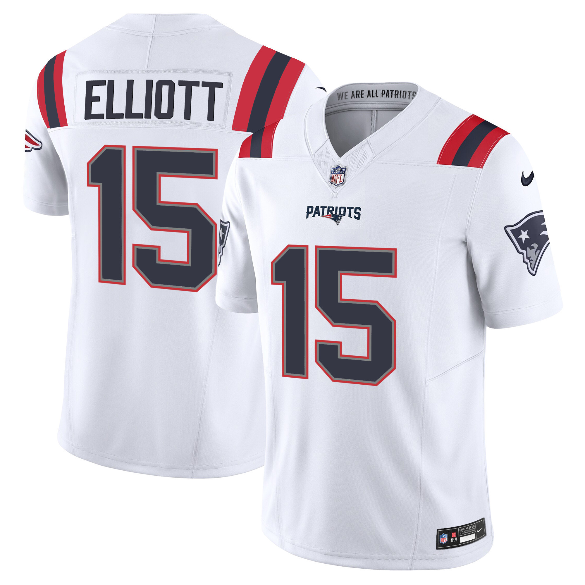 Ezekiel Elliott Men's New England Patriots Vapor Limited White Jersey - All Stitched