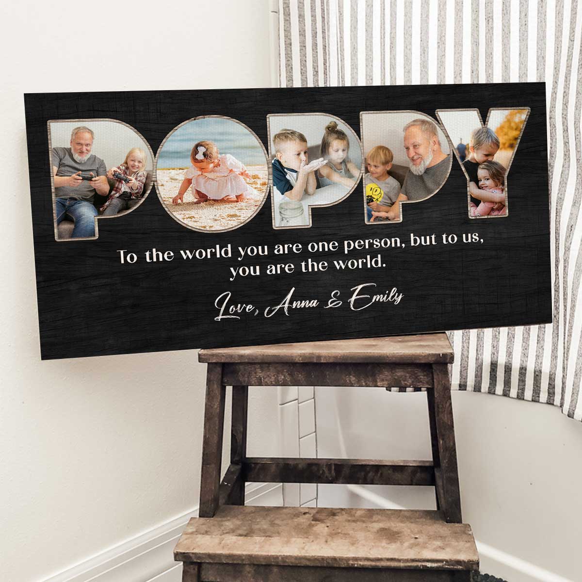 FatherÃ¢â‚¬â„¢s Day Gift For Grandpa, Custom Poppy Photo Canvas, Poppy Fathers Day Gifts, Grandpa Gifts From Grandkids