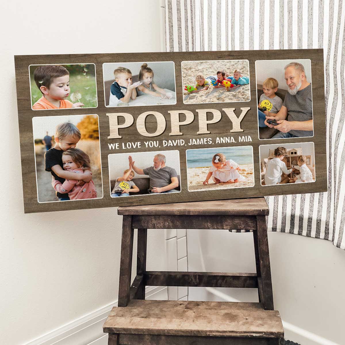 FatherÃ¢â‚¬â„¢s Day Gifts For Grandfathers, Poppy Photo Collage Canvas, Poppy Birthday Gift, FatherÃ¢â‚¬â„¢s Day Gift From Grandkids, Personalized Grandpa Gifts
